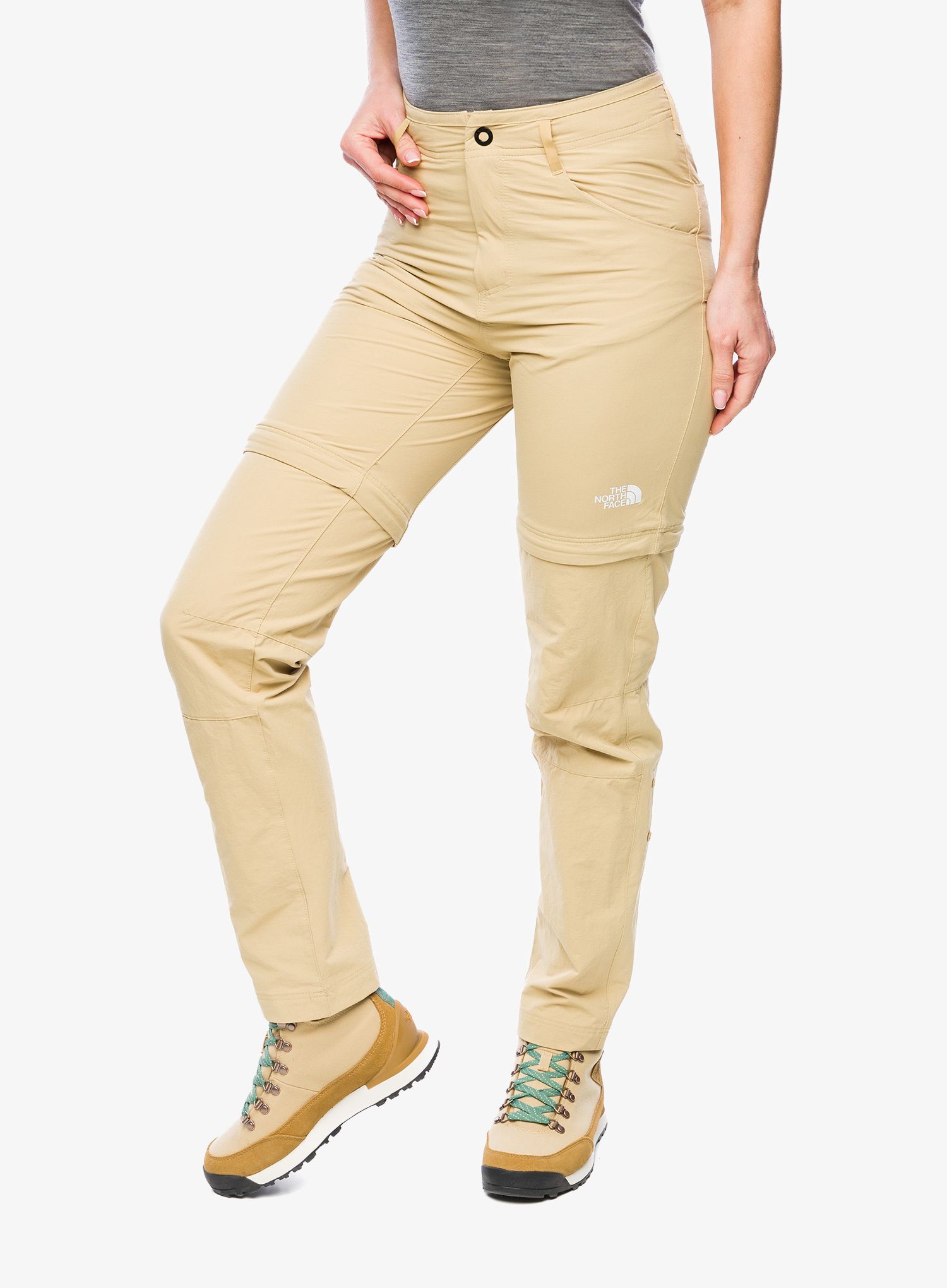 Ženske hlače The North Face Exploration Conv Reg Straight Pant - khaki stone