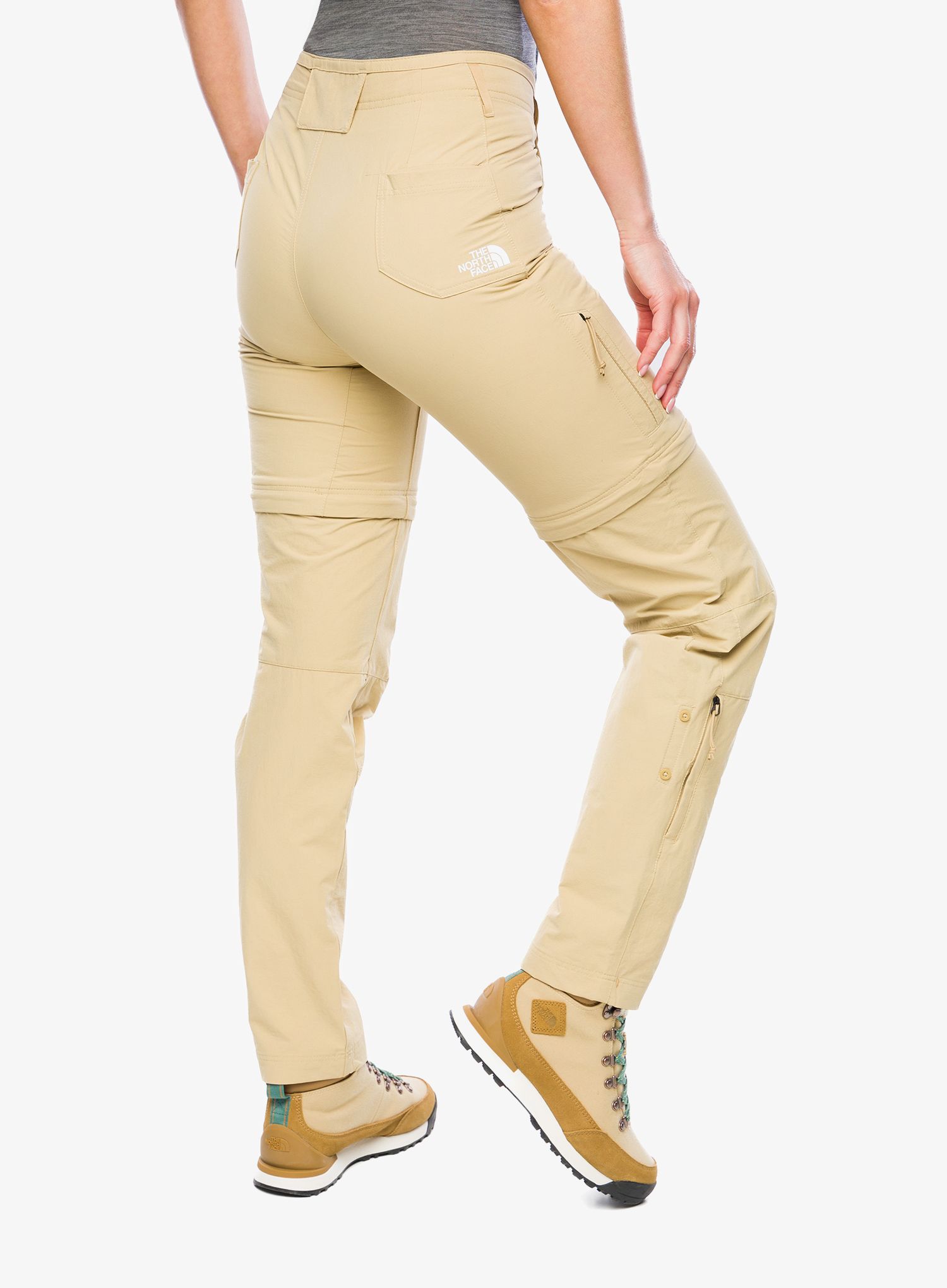 Ženske hlače The North Face Exploration Conv Reg Straight Pant - khaki stone