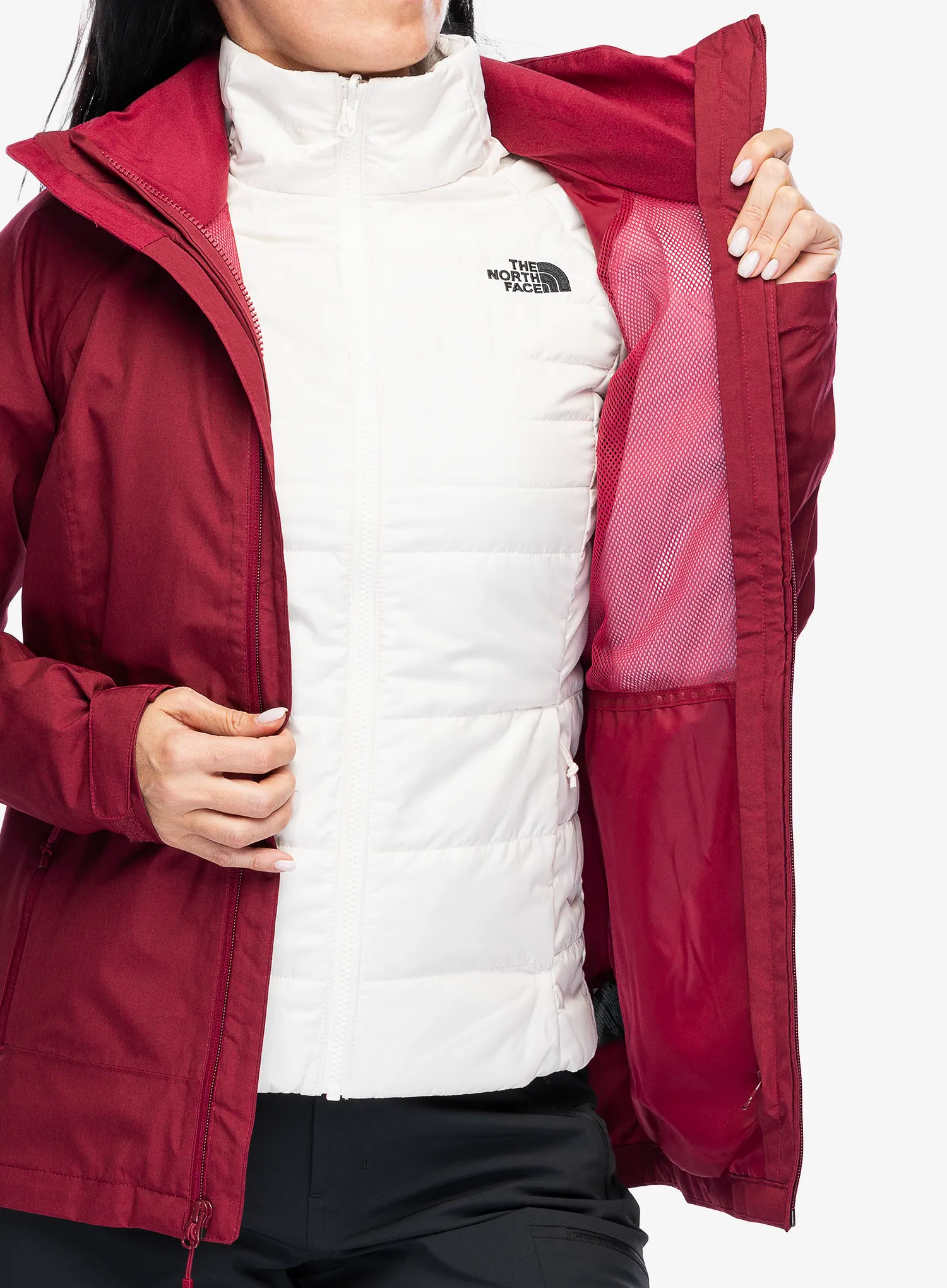 Ženska jakna 3v1 The North Face Inlux Triclimate - beetroot dark/white dune