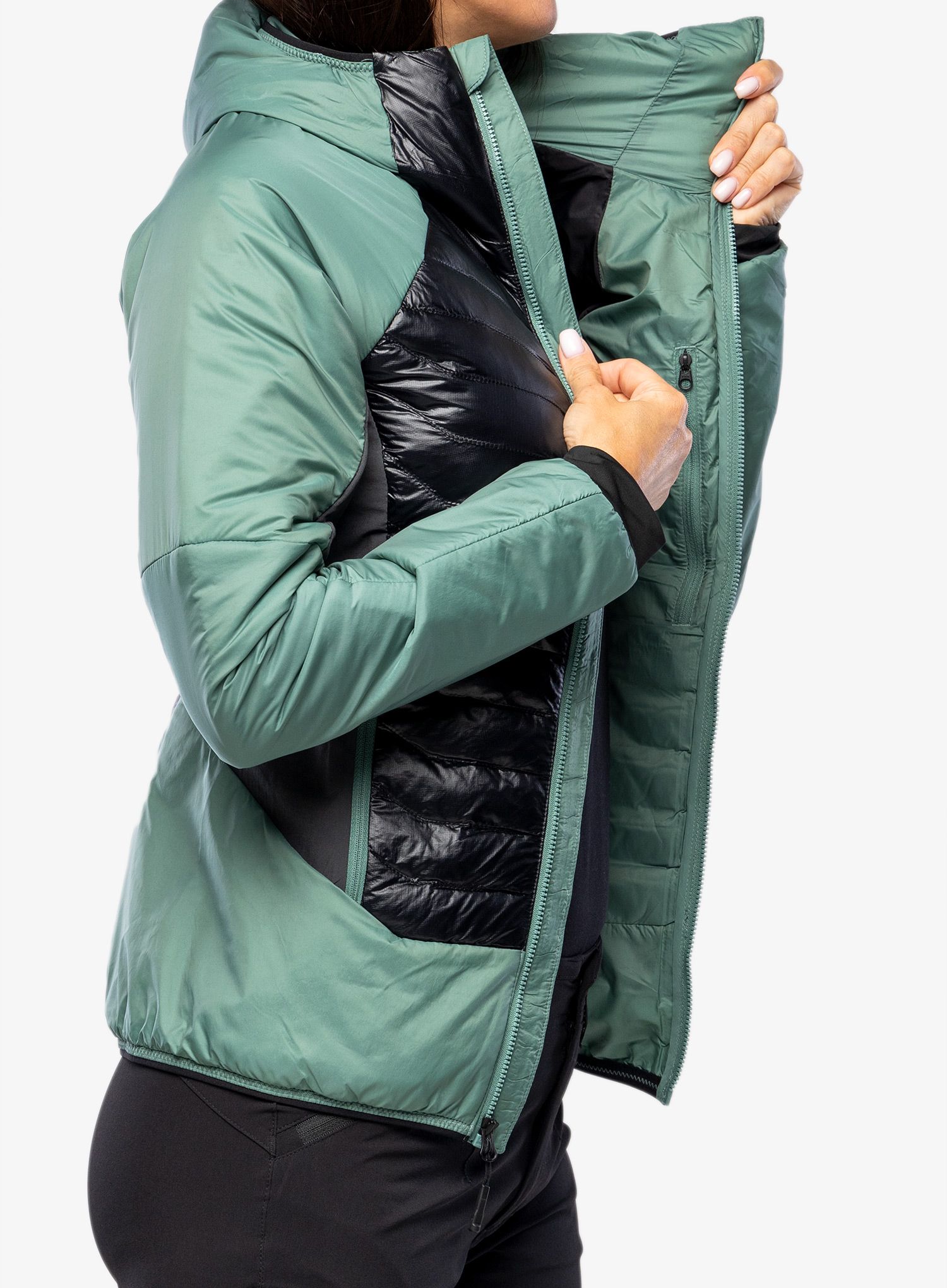 Ženska jakna The North Face Macugnaga Hybrid Insulation - dark sage/black
