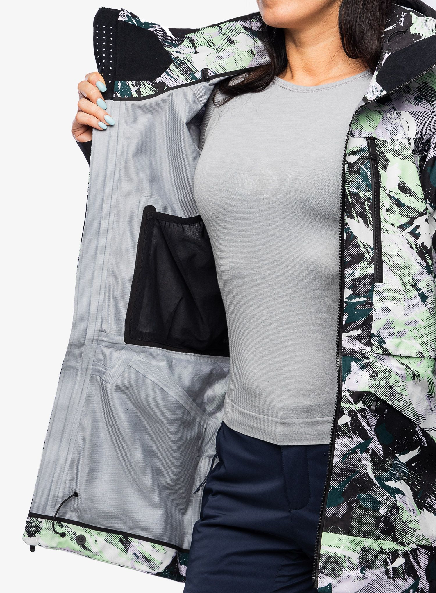 Ženska jakna The North Face Summit Verbier Futurelight Jacket - ptngrnsmtmtscprint/tnfblk