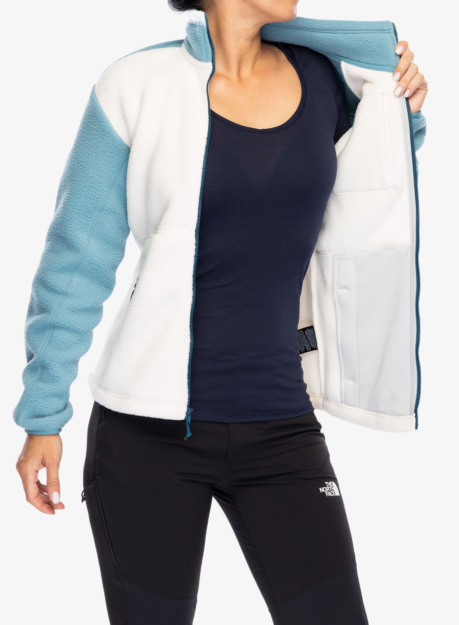 Ženski flis The North Face Yumiori Full Zip - white dune/algae blue