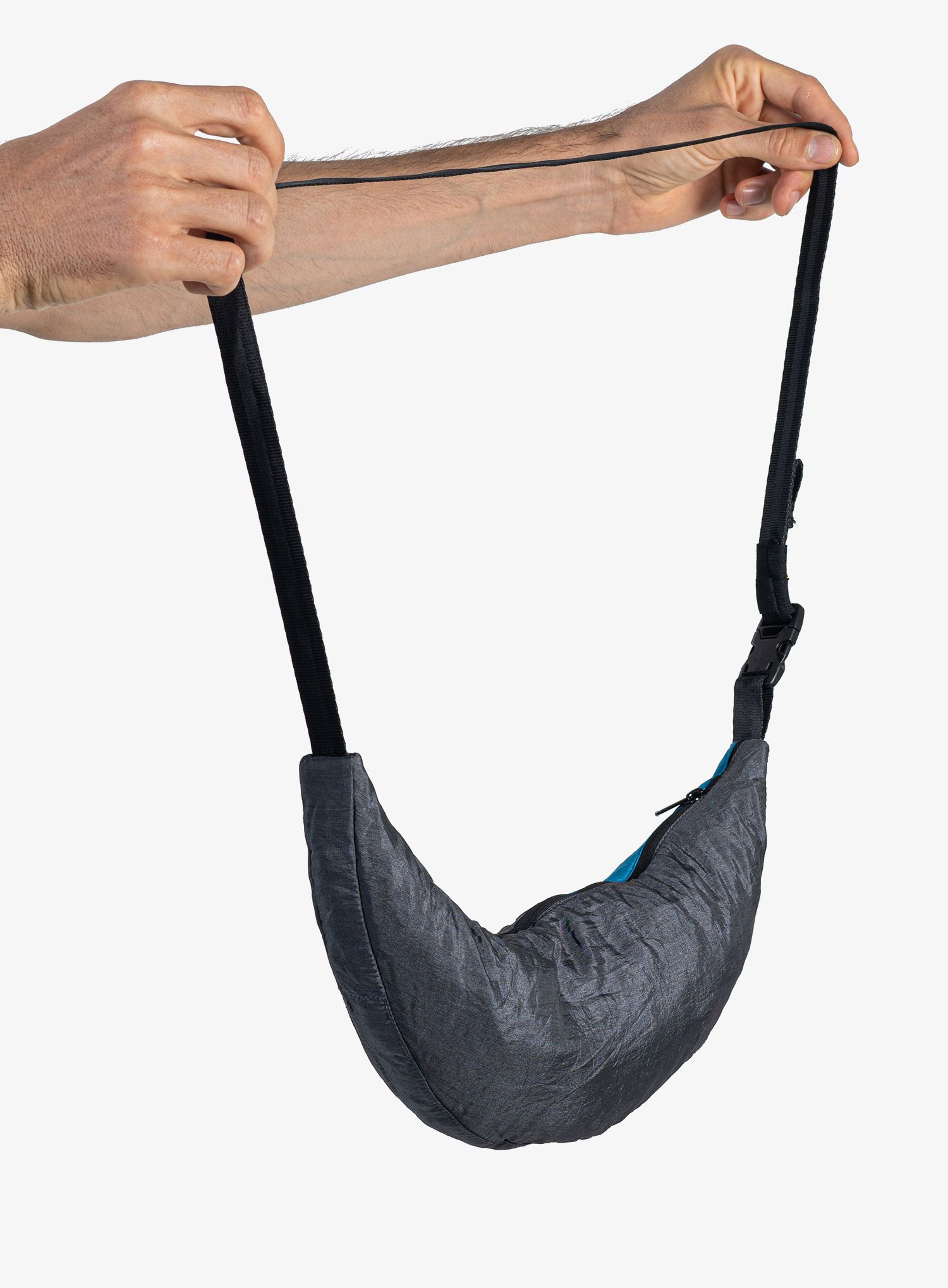Torba Ticket To The Moon Upcycled Sling Bag - dark grey/aqua