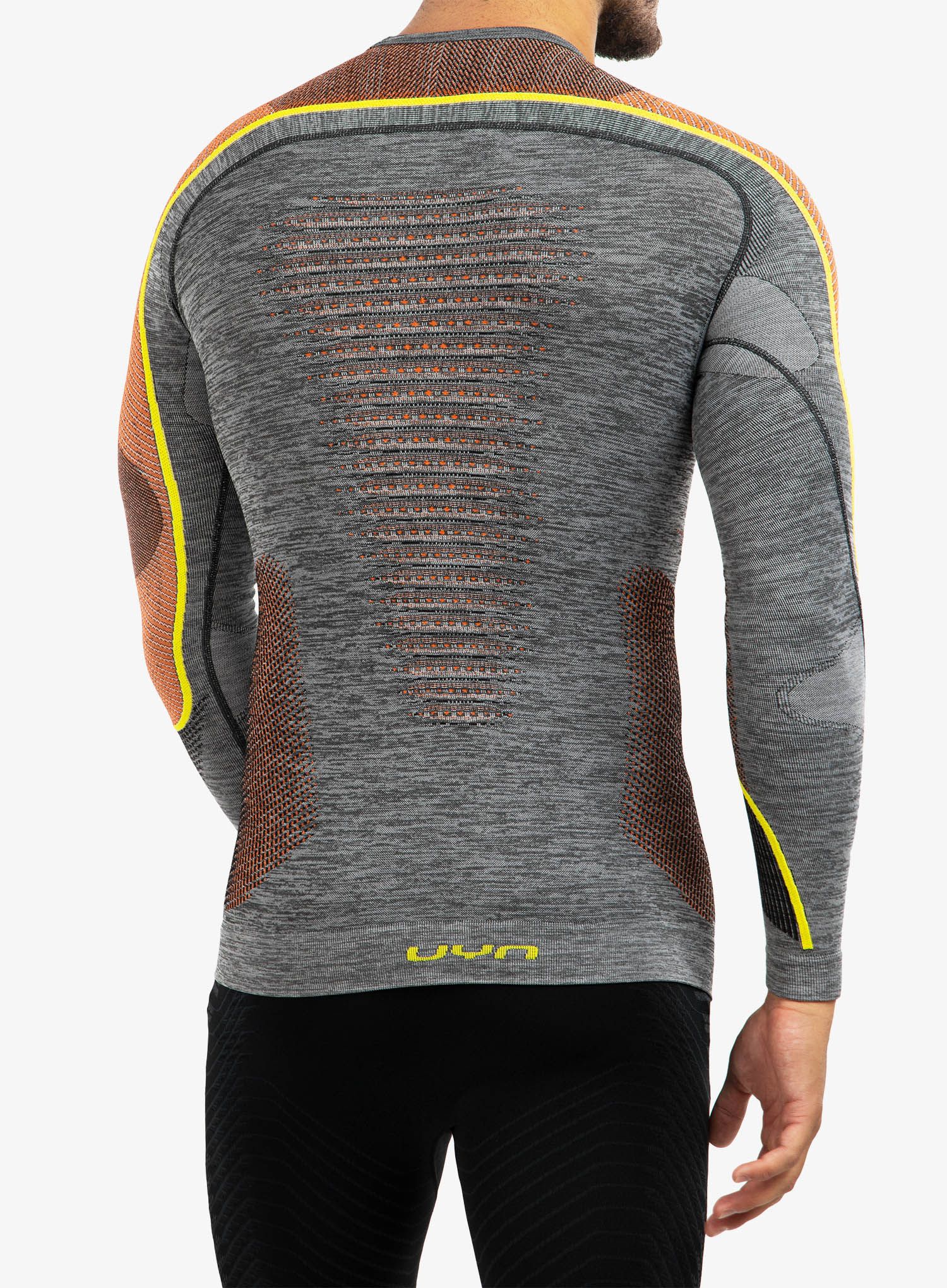 Termo flis jopa UYN Man Ambityon UW Shirt LS Melange - black melange/orange/yellow