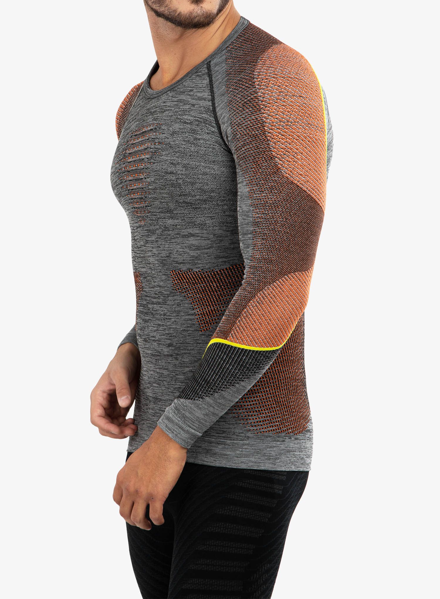 Termo flis jopa UYN Man Ambityon UW Shirt LS Melange - black melange/orange/yellow