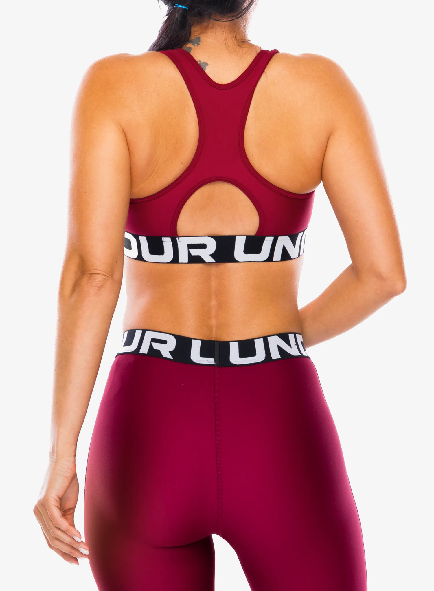 Športni nedrček Under Armour HeatGear Authentics Mid Branded Bra - cardinal/white