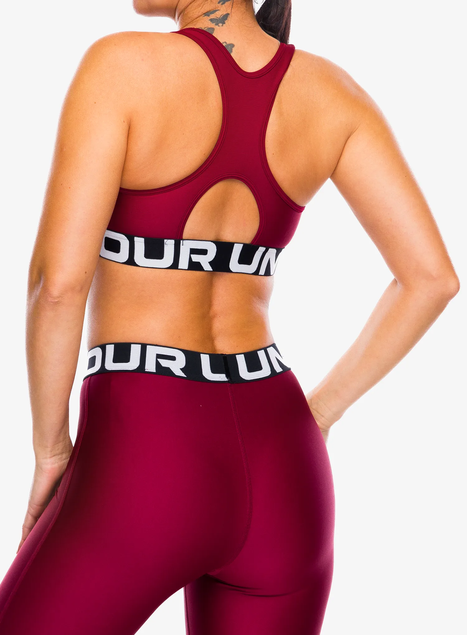 Športni nedrček Under Armour HeatGear Authentics Mid Branded Bra - cardinal/white