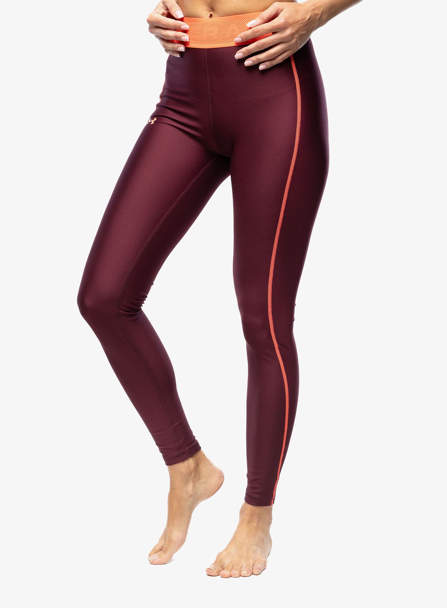 Ženske gamaše Under Armour HeatGear Branded Waistband Leggings - dark maroon/beta