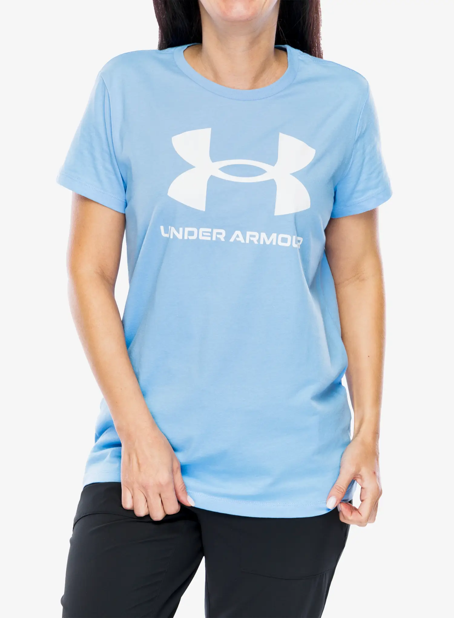Ženska bombažna majica Under Armour Live Sportstyle Graphic SSC - horizon blue/white