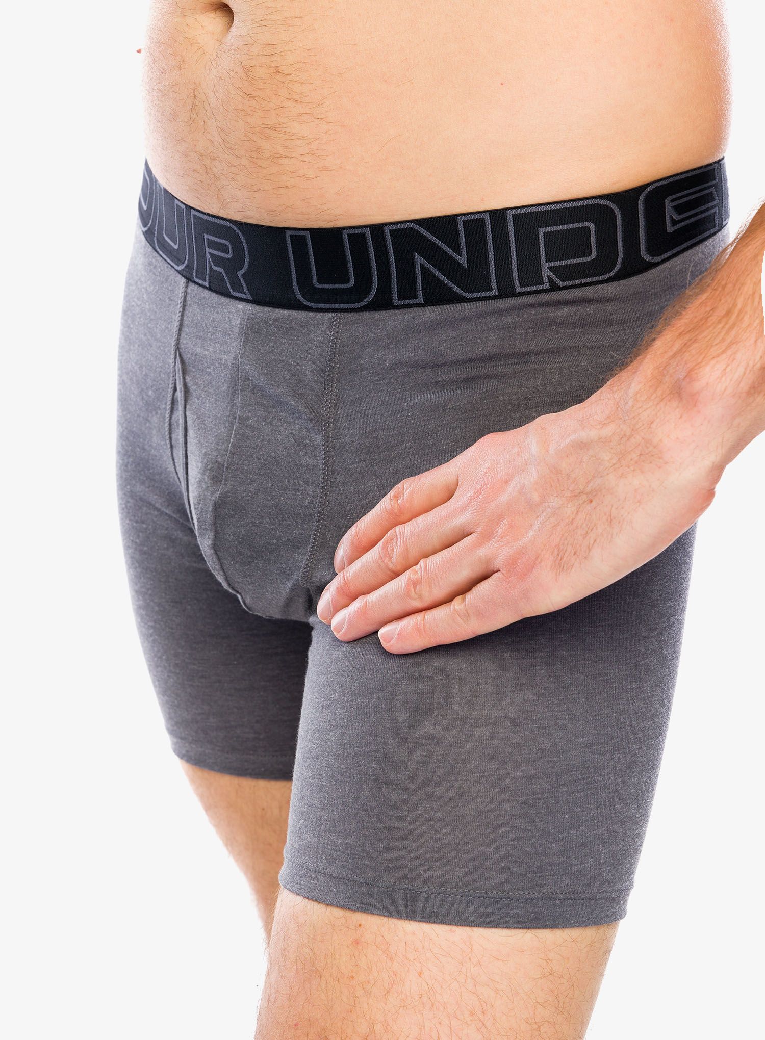Boksarice Under Armour Performance Cotton 6 in 3-Pack Boxerjock - castlerock full htr/red/steel
