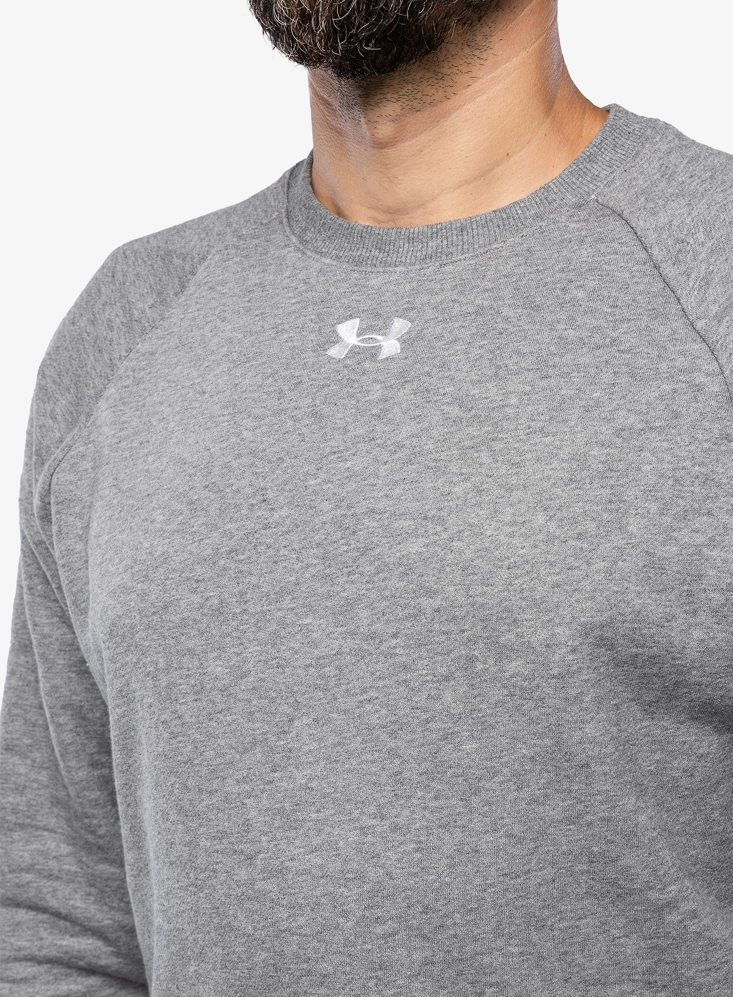Puloverji brez kapuce Under Armour Rival Fleece Crew - castlerock light heather/white