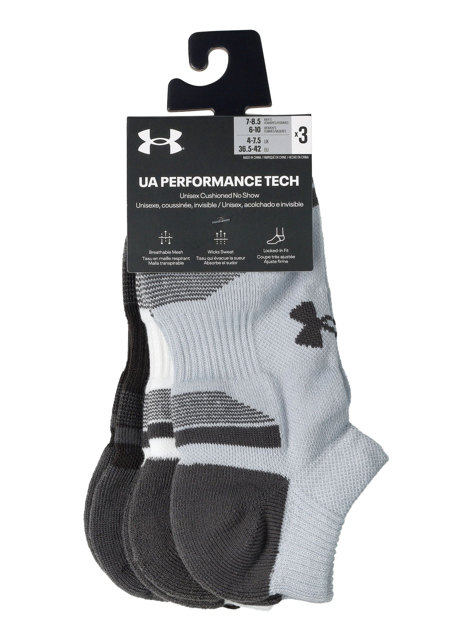 Nogavice Under Armour UA Performance Tech 3-Pack No Show - mod gray/white/jet gray