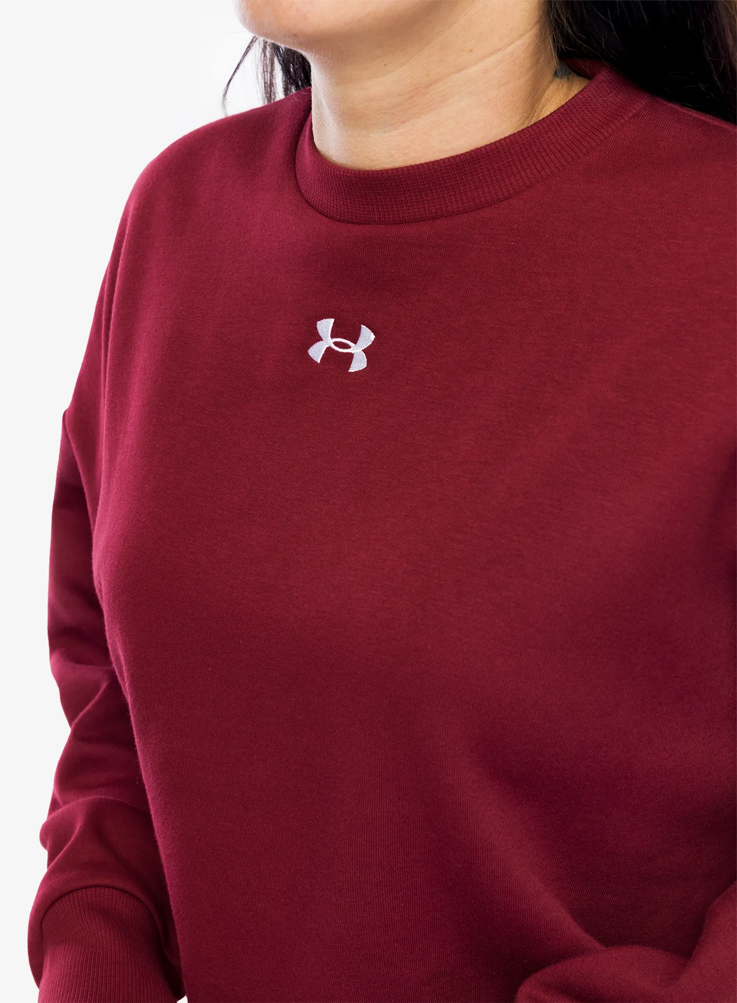 Ženska jopica Under Armour UA Rival Fleece Oversized Crew - cardinal/white