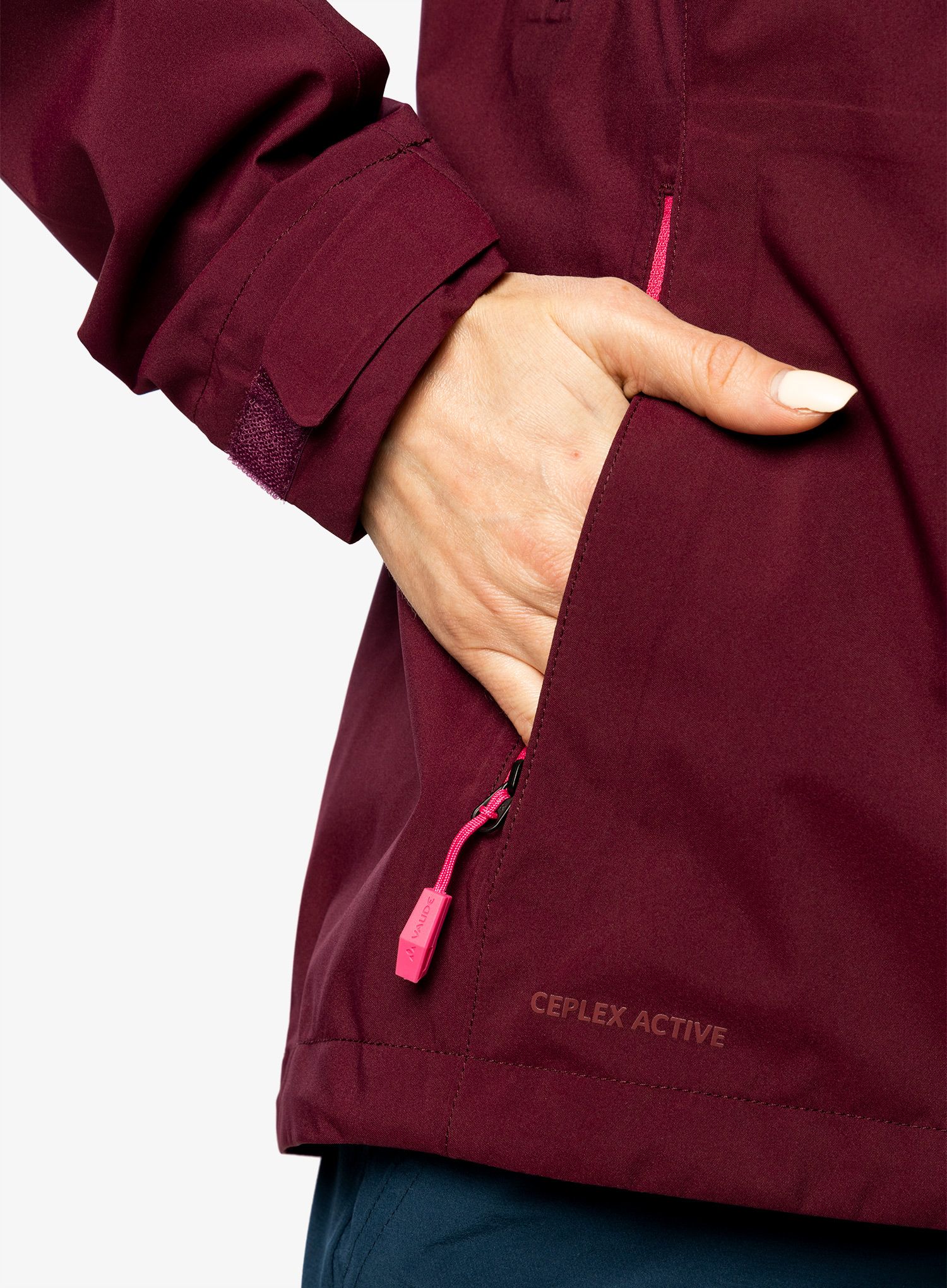 Ženska nepremočljiva jakna Vaude Moab Rain Jacket II - cassis