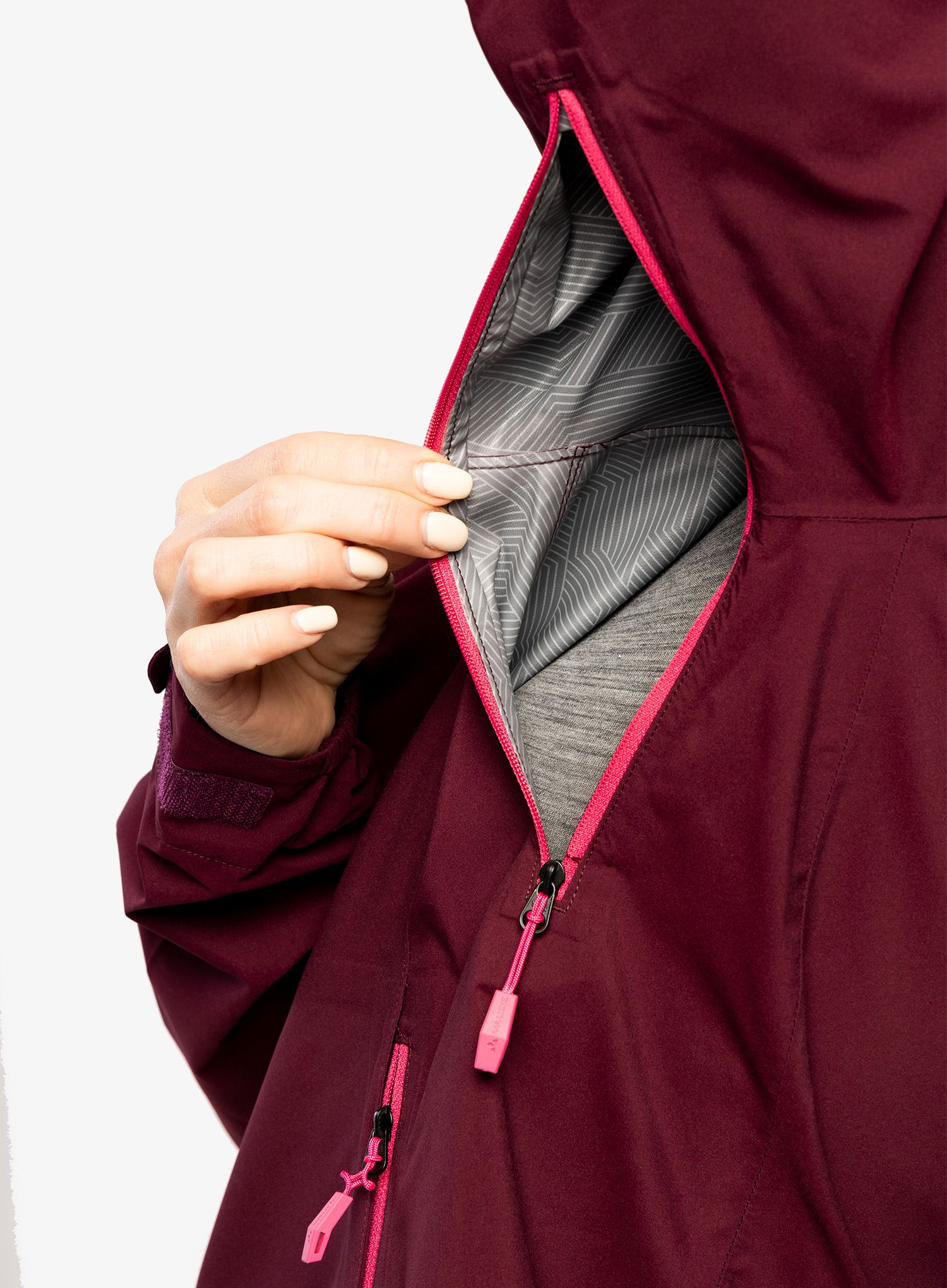 Ženska nepremočljiva jakna Vaude Moab Rain Jacket II - cassis