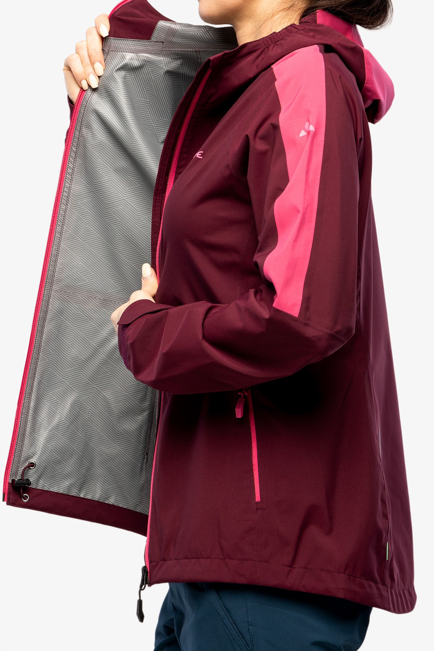 Ženska nepremočljiva jakna Vaude Moab Rain Jacket II - cassis
