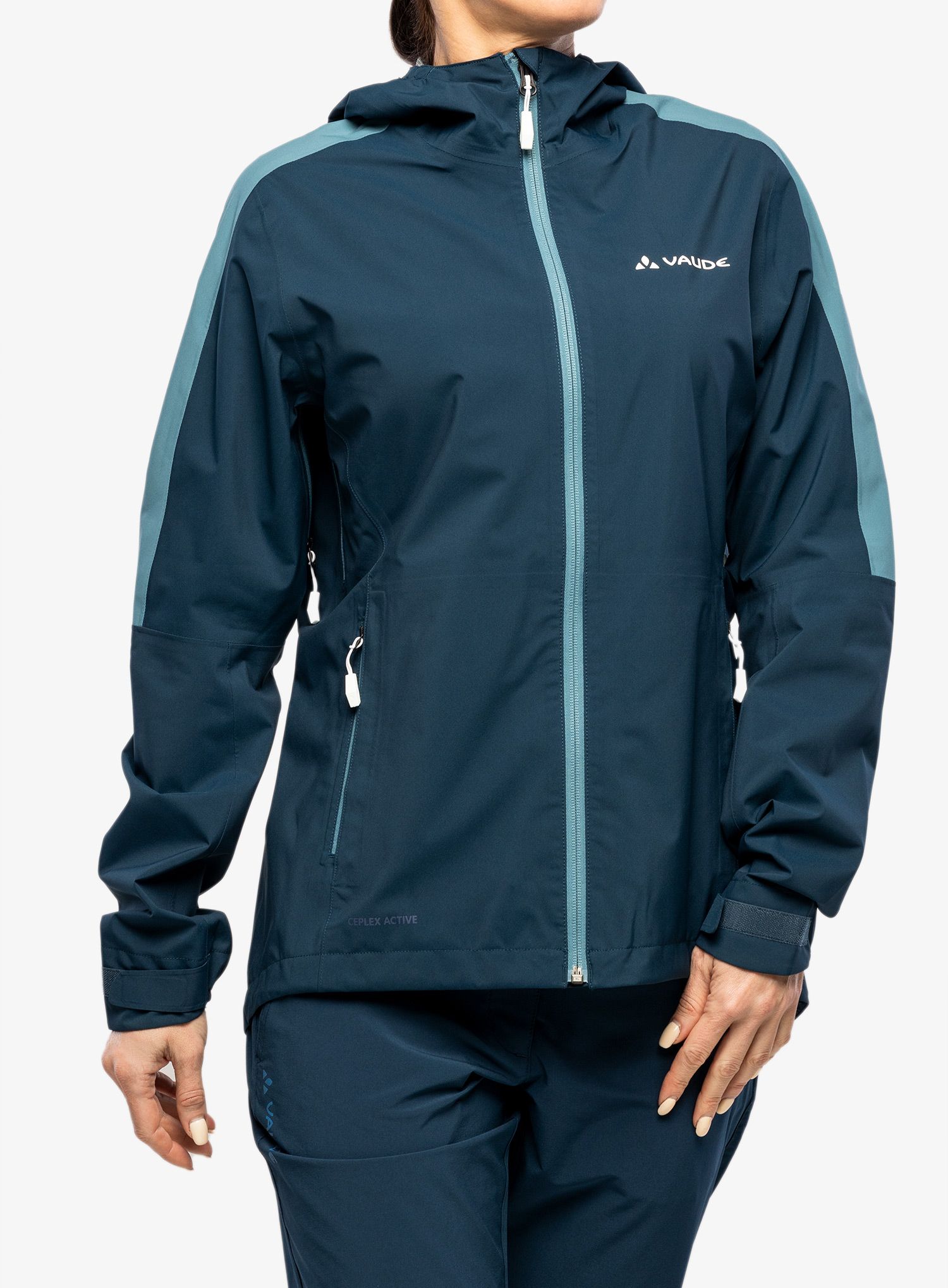 Ženska nepremočljiva jakna Vaude Moab Rain Jacket II - dark sea uni