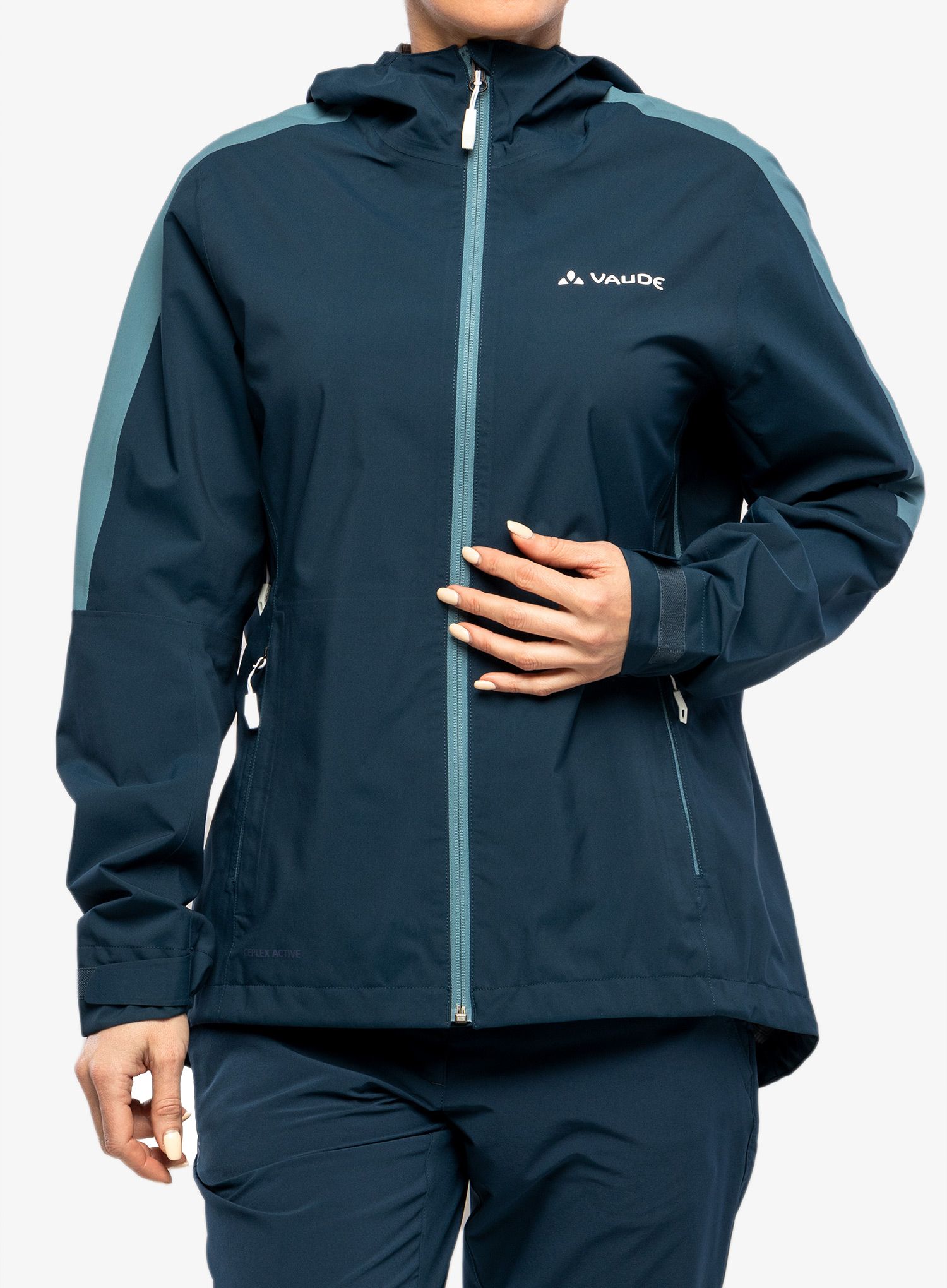 Ženska nepremočljiva jakna Vaude Moab Rain Jacket II - dark sea uni