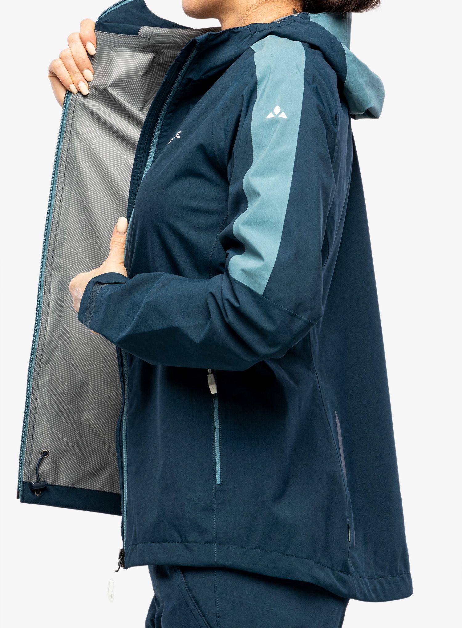 Ženska nepremočljiva jakna Vaude Moab Rain Jacket II - dark sea uni