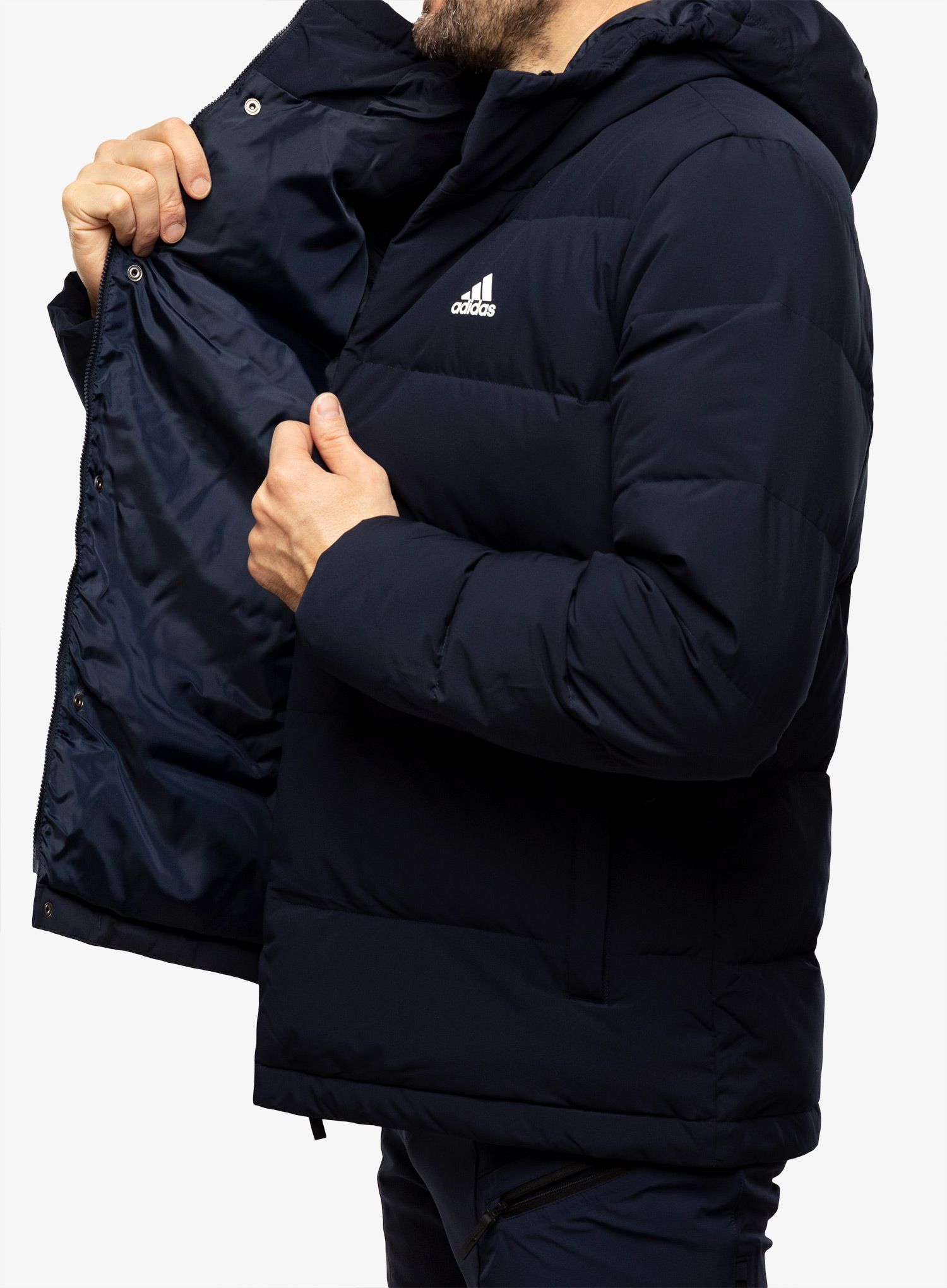 Puhovka adidas Helionic Hooded Jacket - legend ink