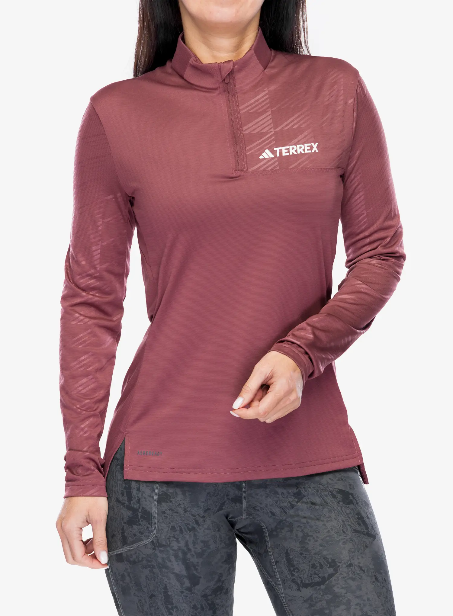 Ženska jopica adidas TERREX Multi Half-Zip LS Tee - quiet crimson