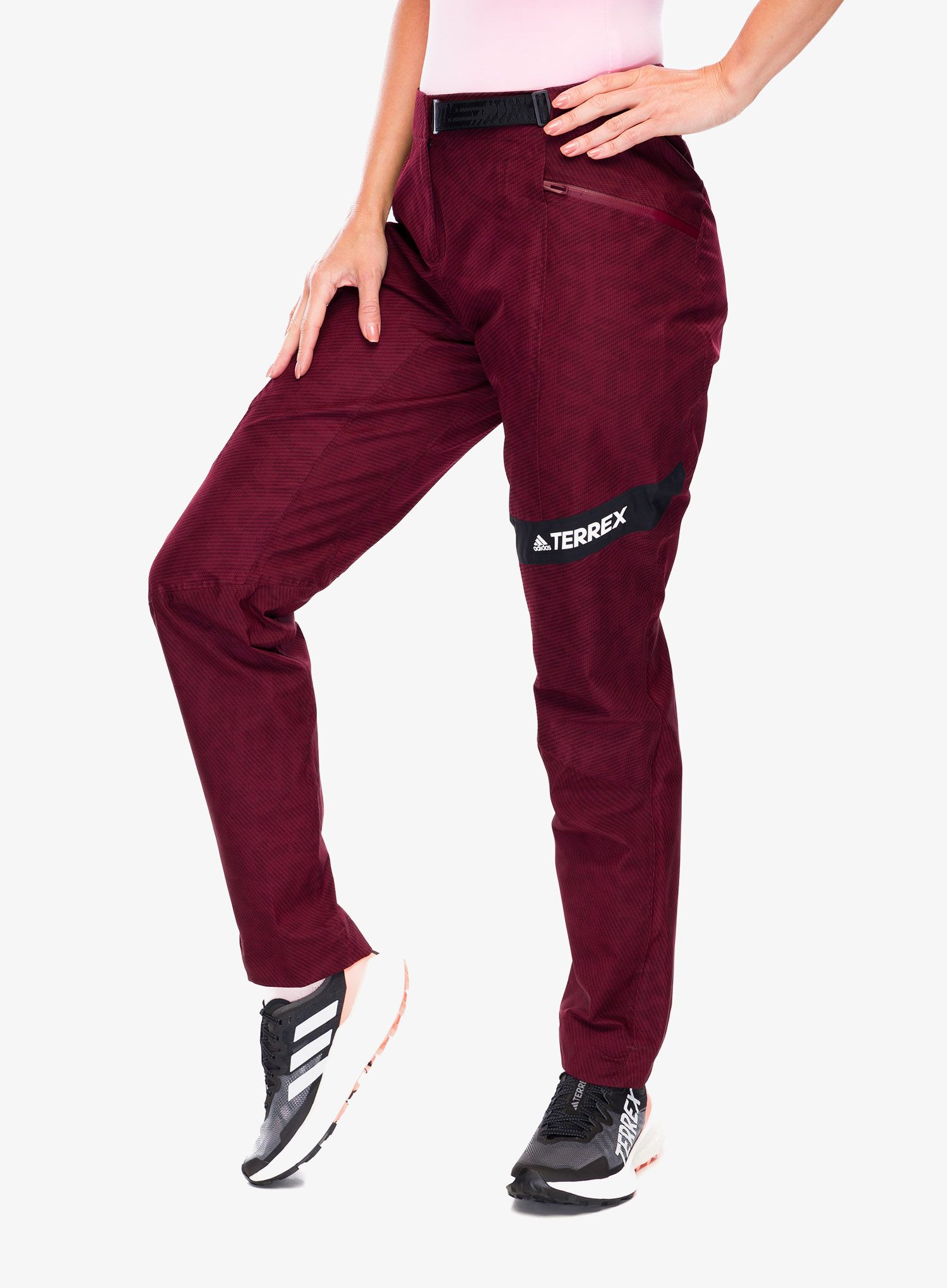 Ženske softshell hlače adidas TERREX Primeknit Pants - shadow red