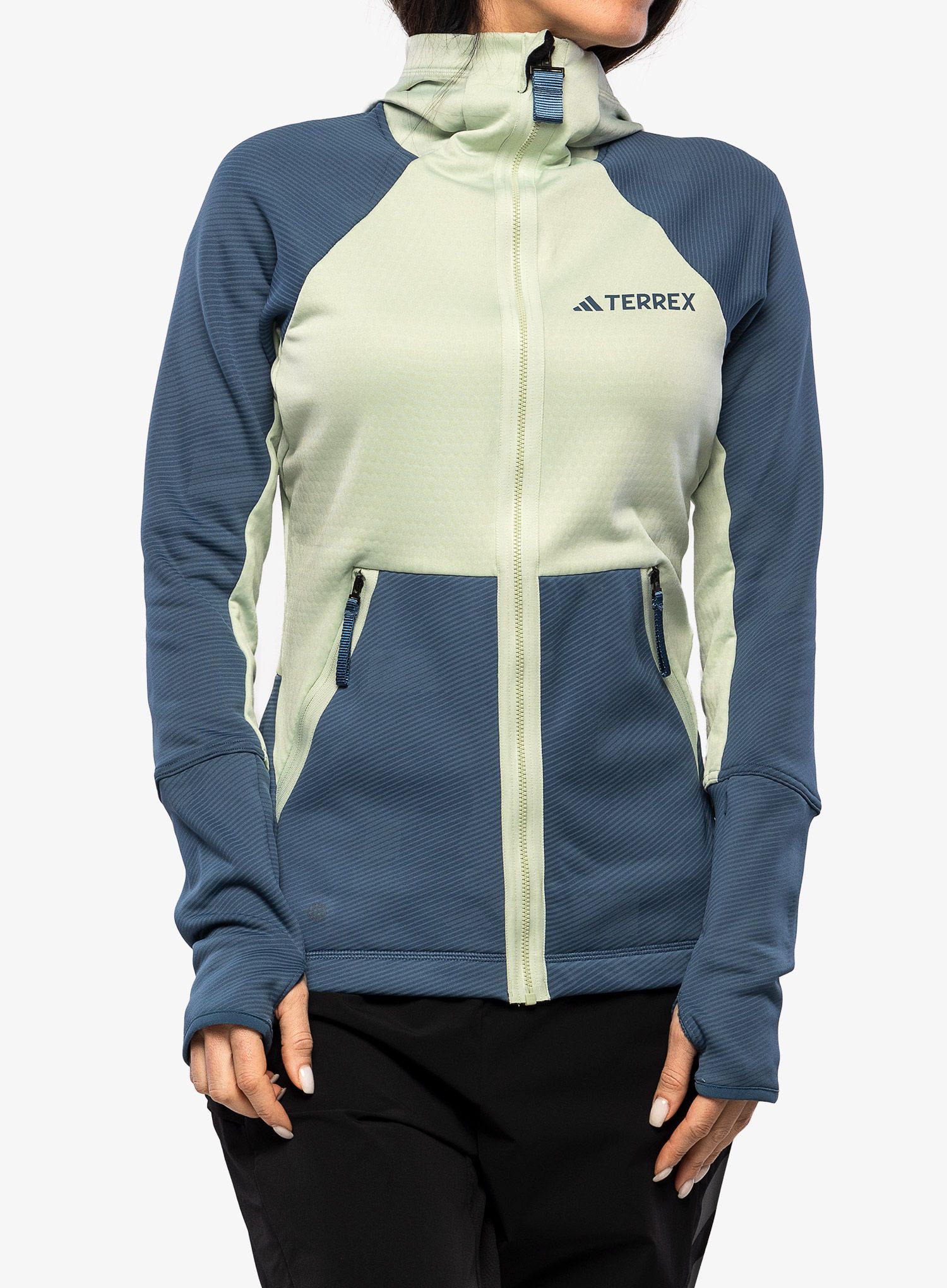 Ženska jopica adidas TERREX Tech Flooce Hooded - linen green/wonder steel