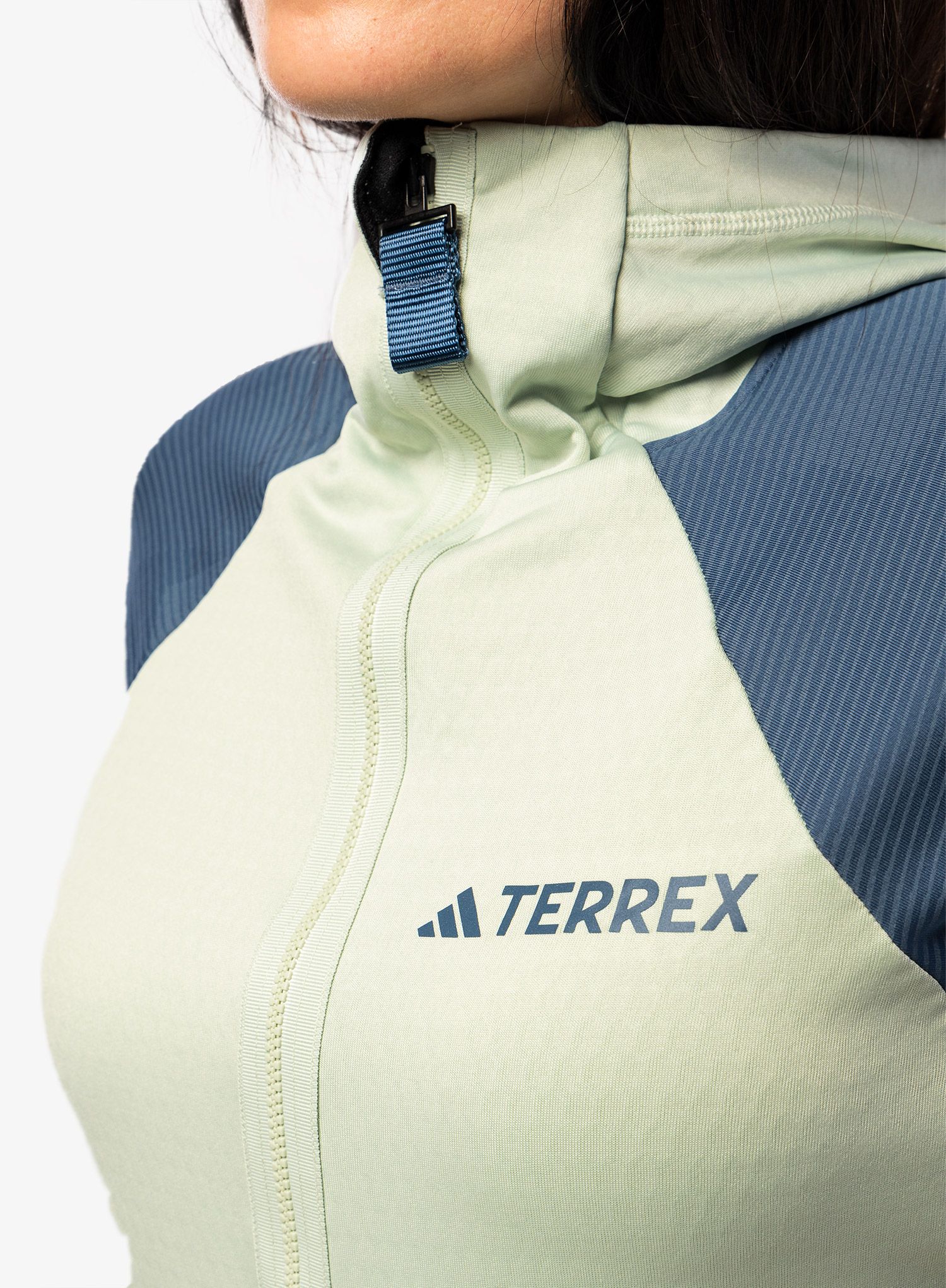 Ženska jopica adidas TERREX Tech Flooce Hooded - linen green/wonder steel
