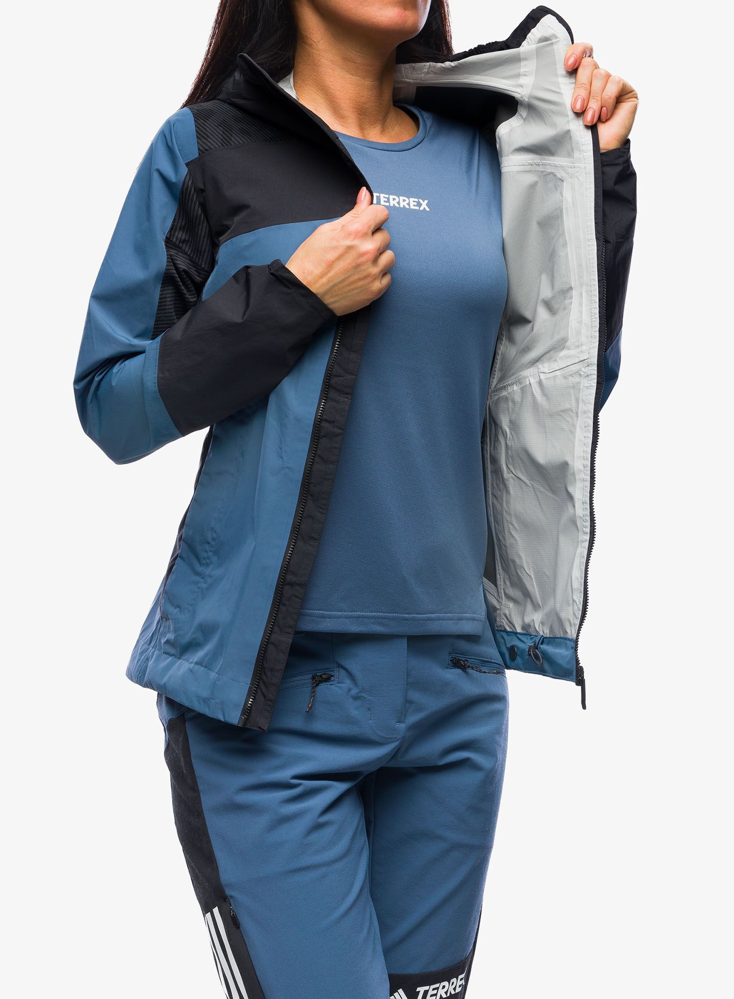 Ženska nepremočljiva jakna adidas TERREX Xperior Hybrid Primeknit Rain Jkt - wonste/black