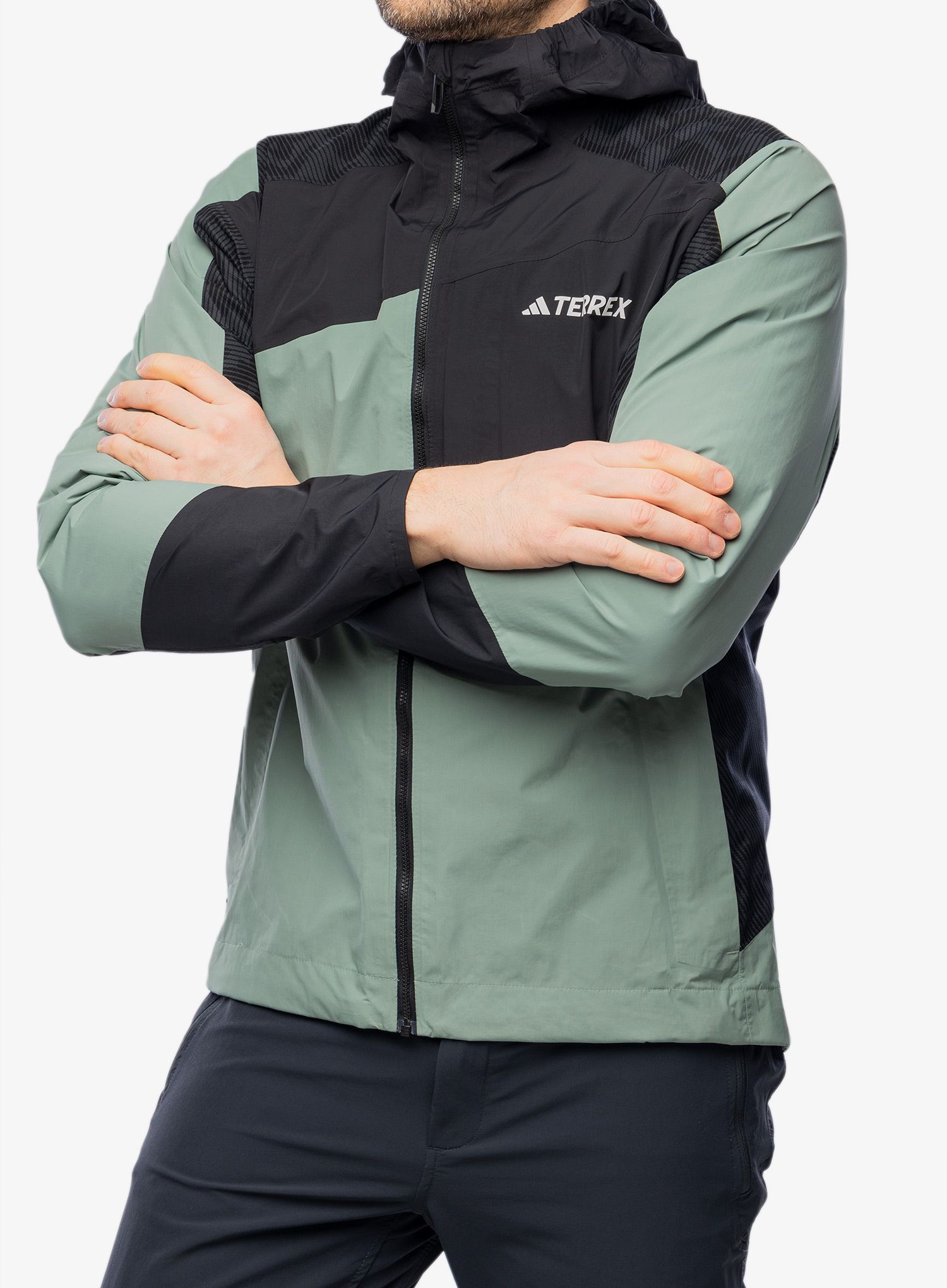 Nepremočljiva jakna adidas TERREX Xperior Hybrid RAIN.RDY Jacket - silver green/black