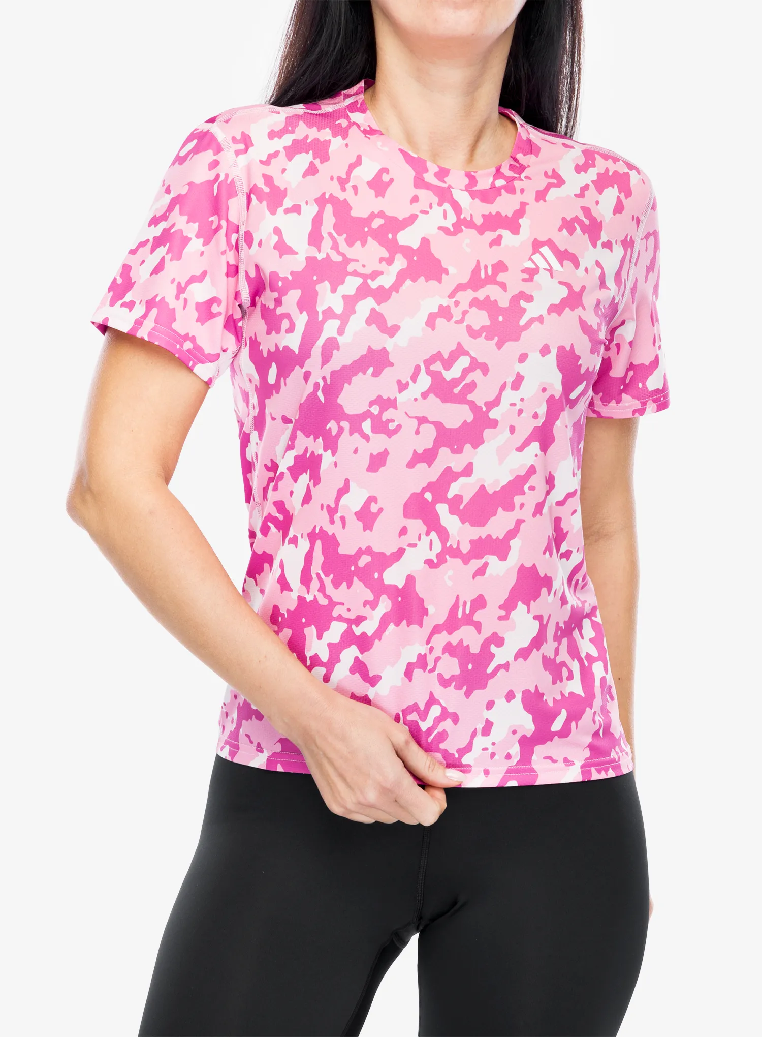 Ženska tekaška majica adidas Own The Run Camo Running Tee - clear pink