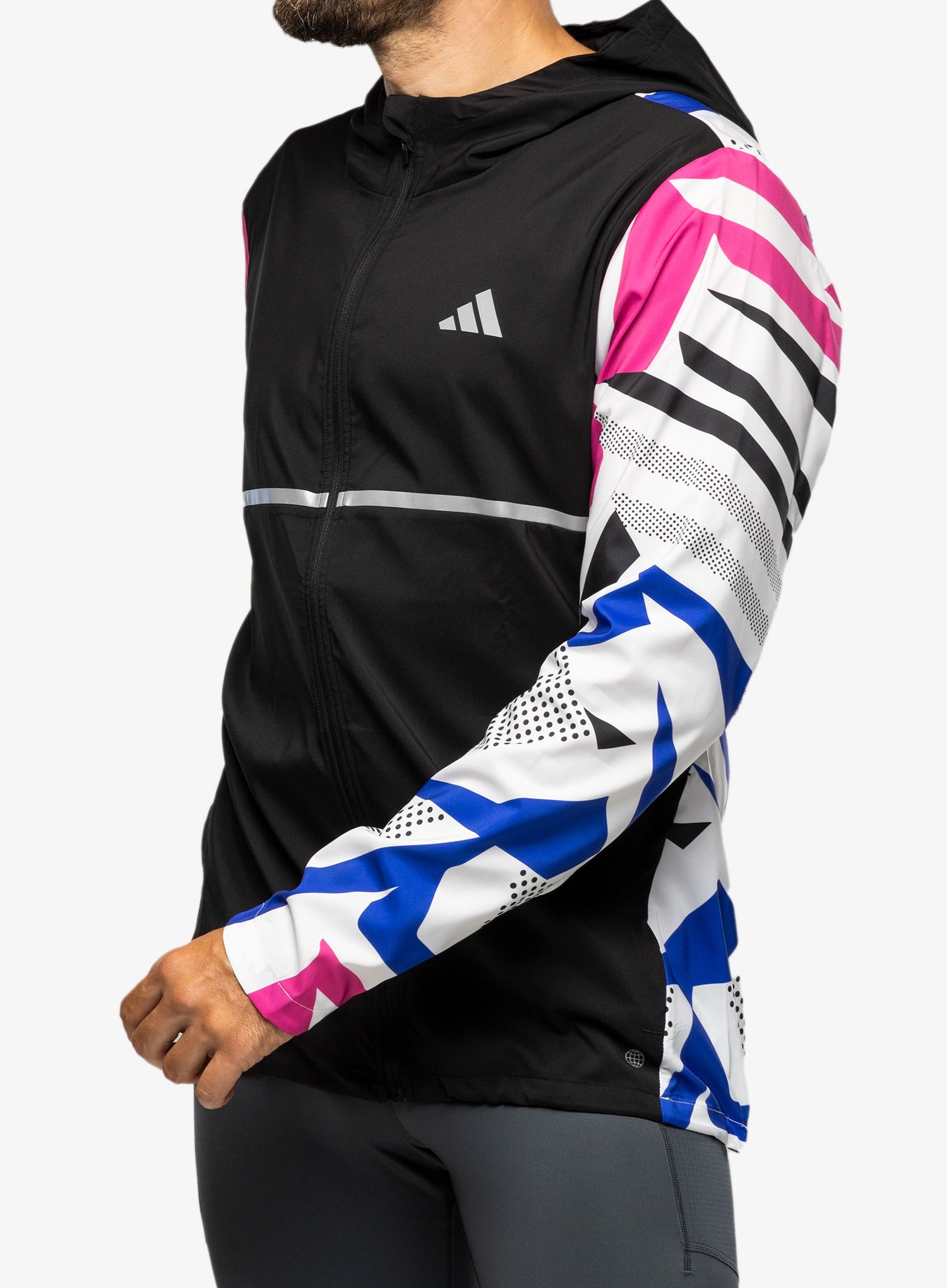 Tekaška jakna adidas Own The Run Seasonal Jacket - black/white/fuschia