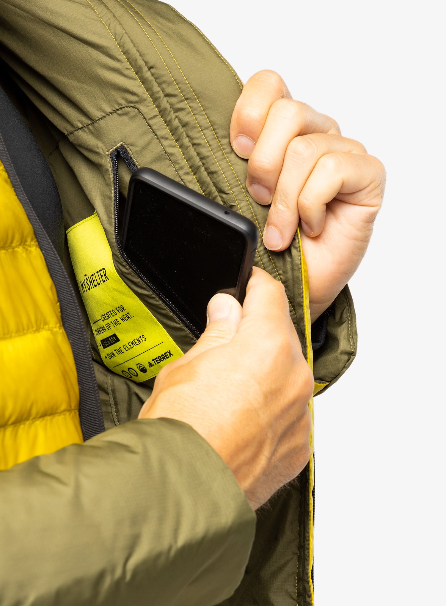 Puhovka adidas TERREX Down Hoody - pulse olive/focus olive