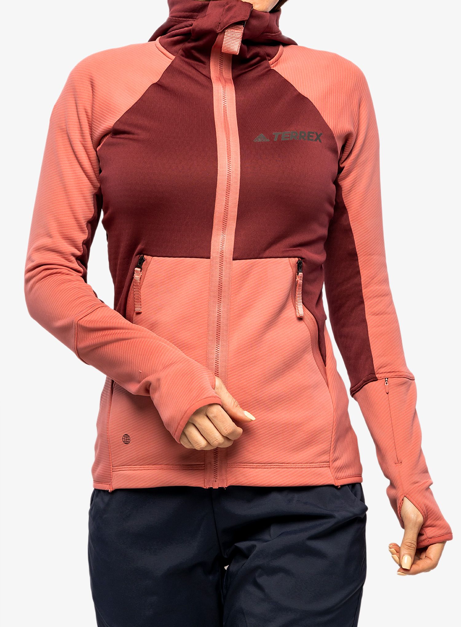 Jopica adidas TERREX Flooce Hooded Hiking Fleece - shadow red/wonder red