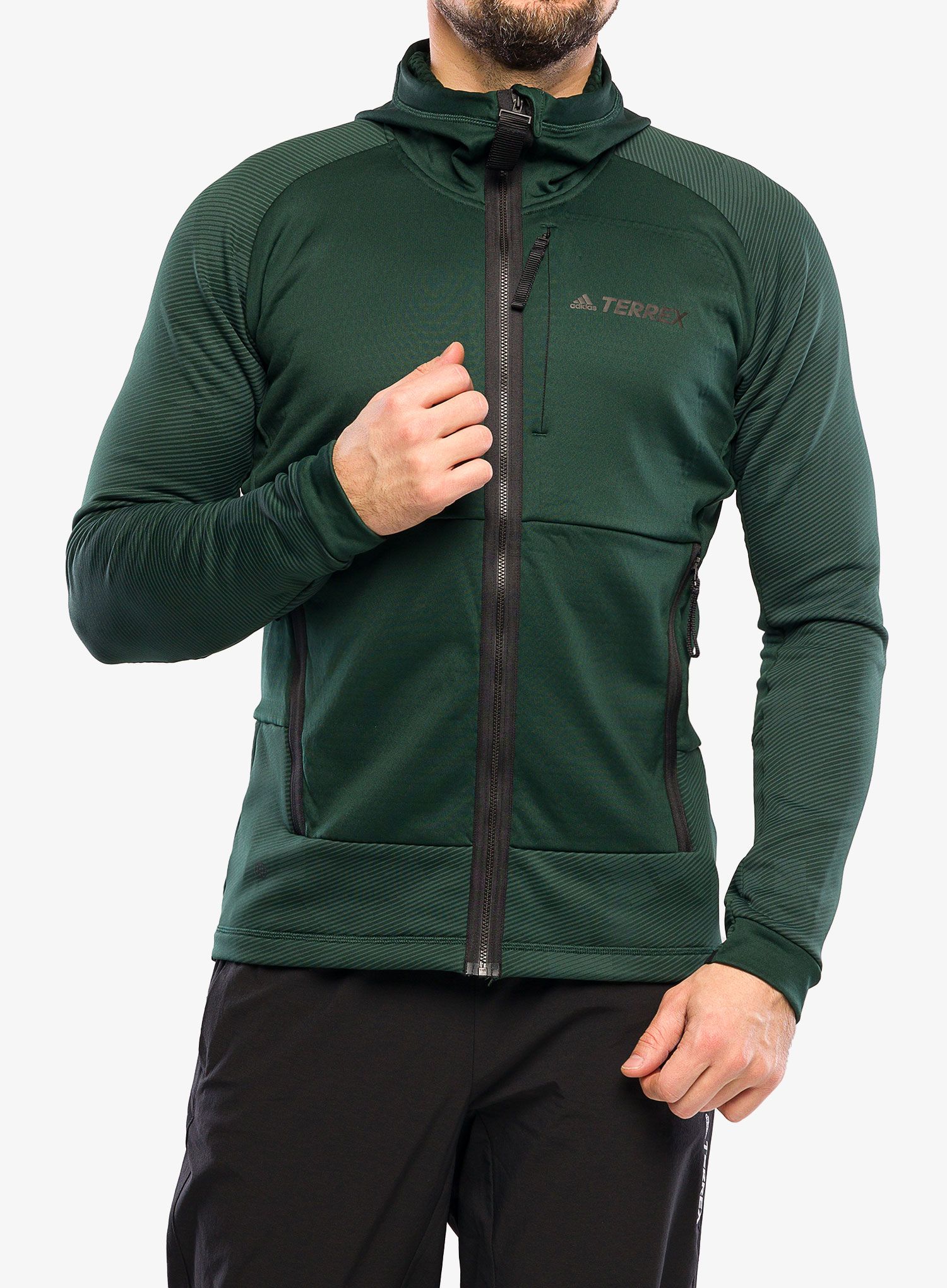 Jopica adidas TERREX Flooce Hooded Hiking Fleece - shadow green