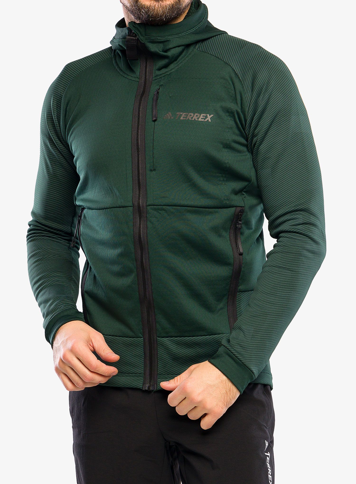 Jopica adidas TERREX Flooce Hooded Hiking Fleece - shadow green