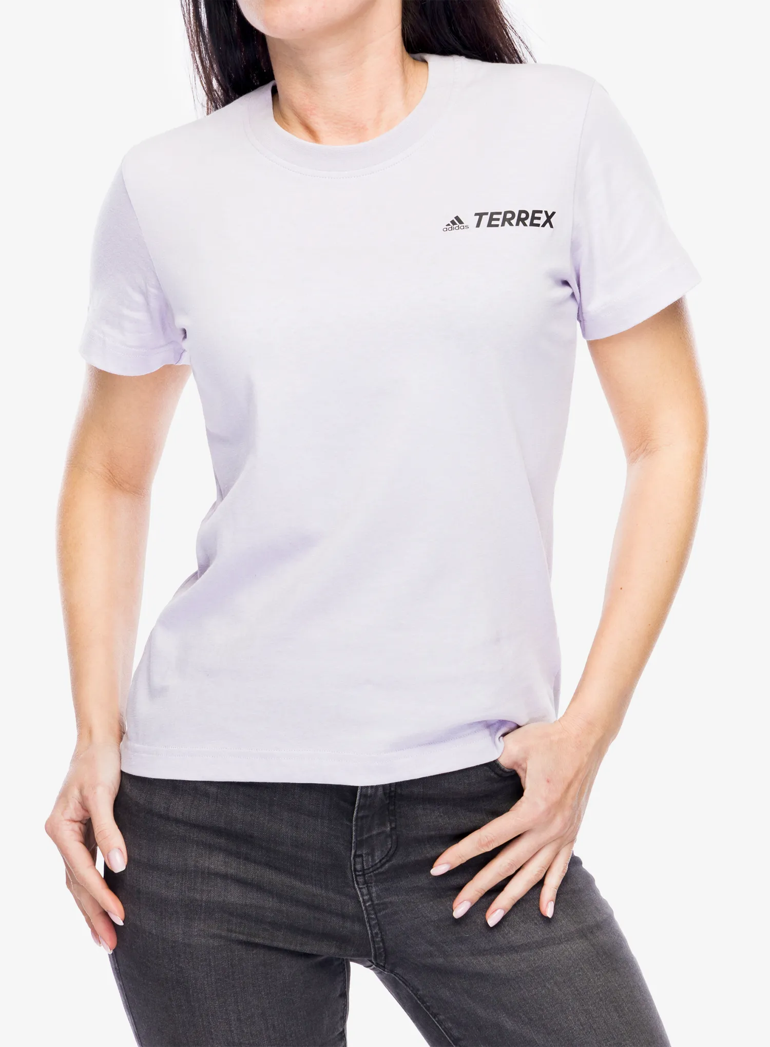 Ženska bombažna majica adidas TERREX Mountain Fun Graphic Tee - silver dawn