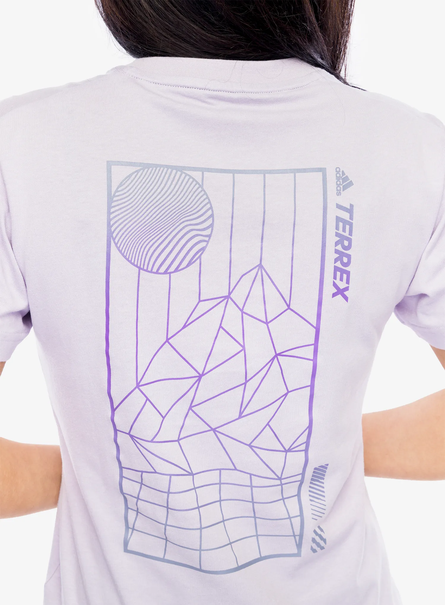 Ženska bombažna majica adidas TERREX Mountain Fun Graphic Tee - silver dawn