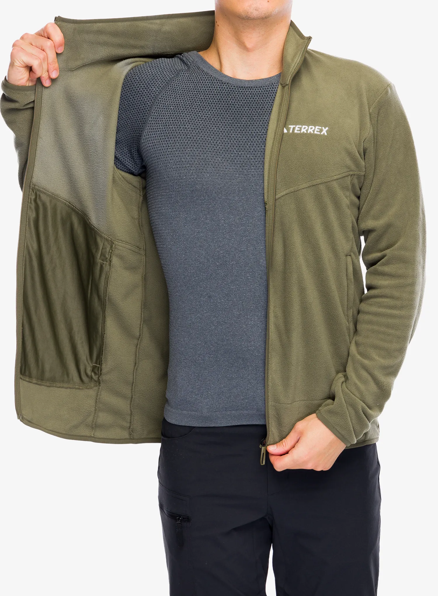 Flis adidas TERREX Multi Full Zip Fleece Jacket - olive strata