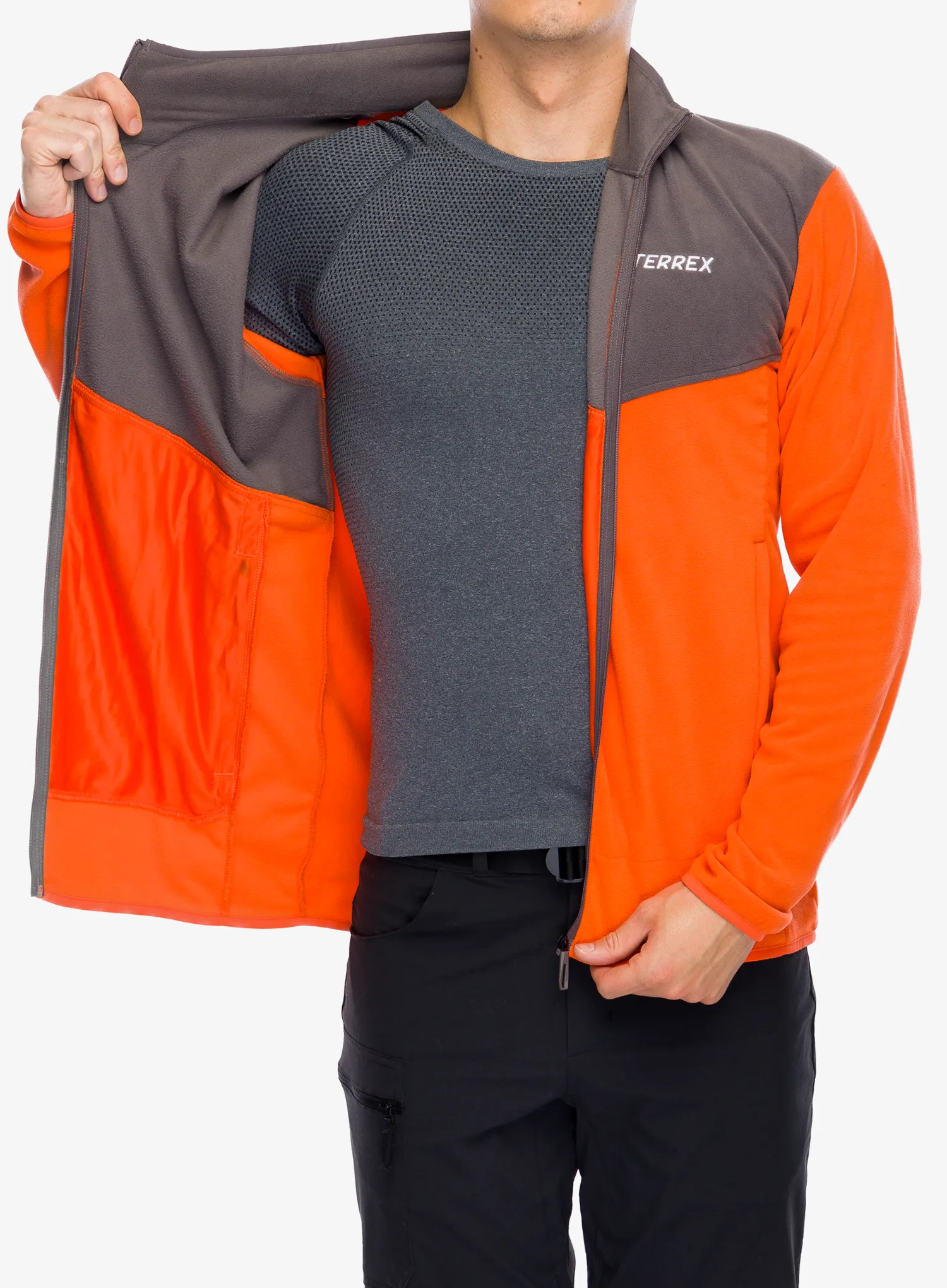 Flis adidas TERREX Multi Full Zip Fleece Jacket - semi impact orange/charcoal