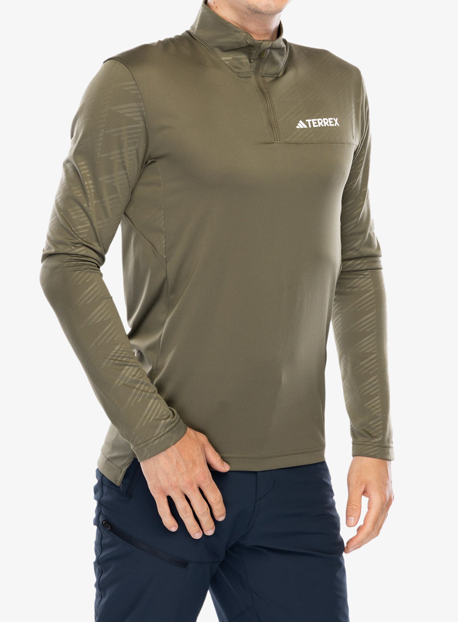 Puloverji brez kapuce adidas TERREX Multi Half Zip Longsleeve Tee - olive strata