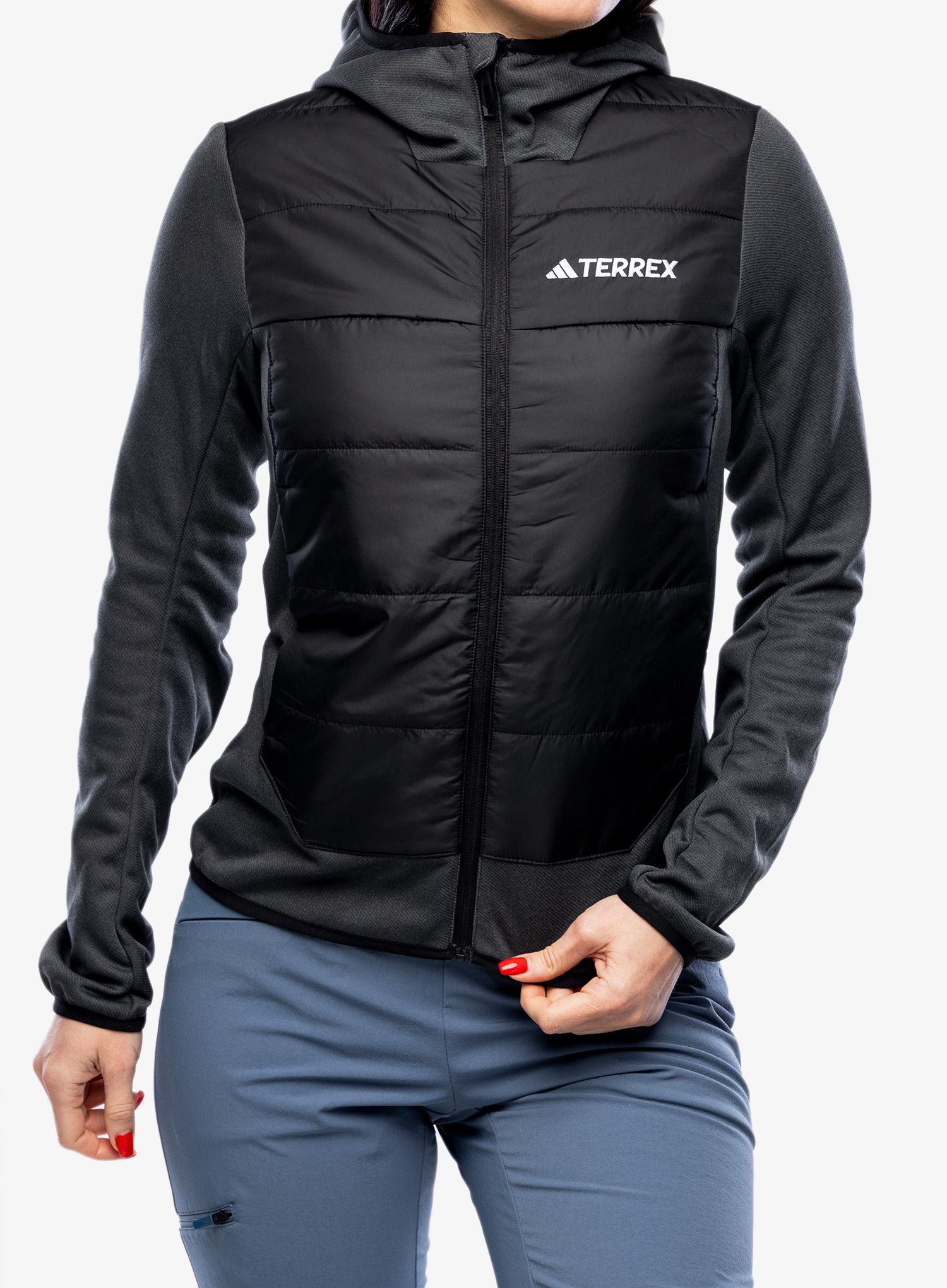 Ženska hibridna jakna adidas TERREX Multi Hybrid Insulated Hooded Jacket - black