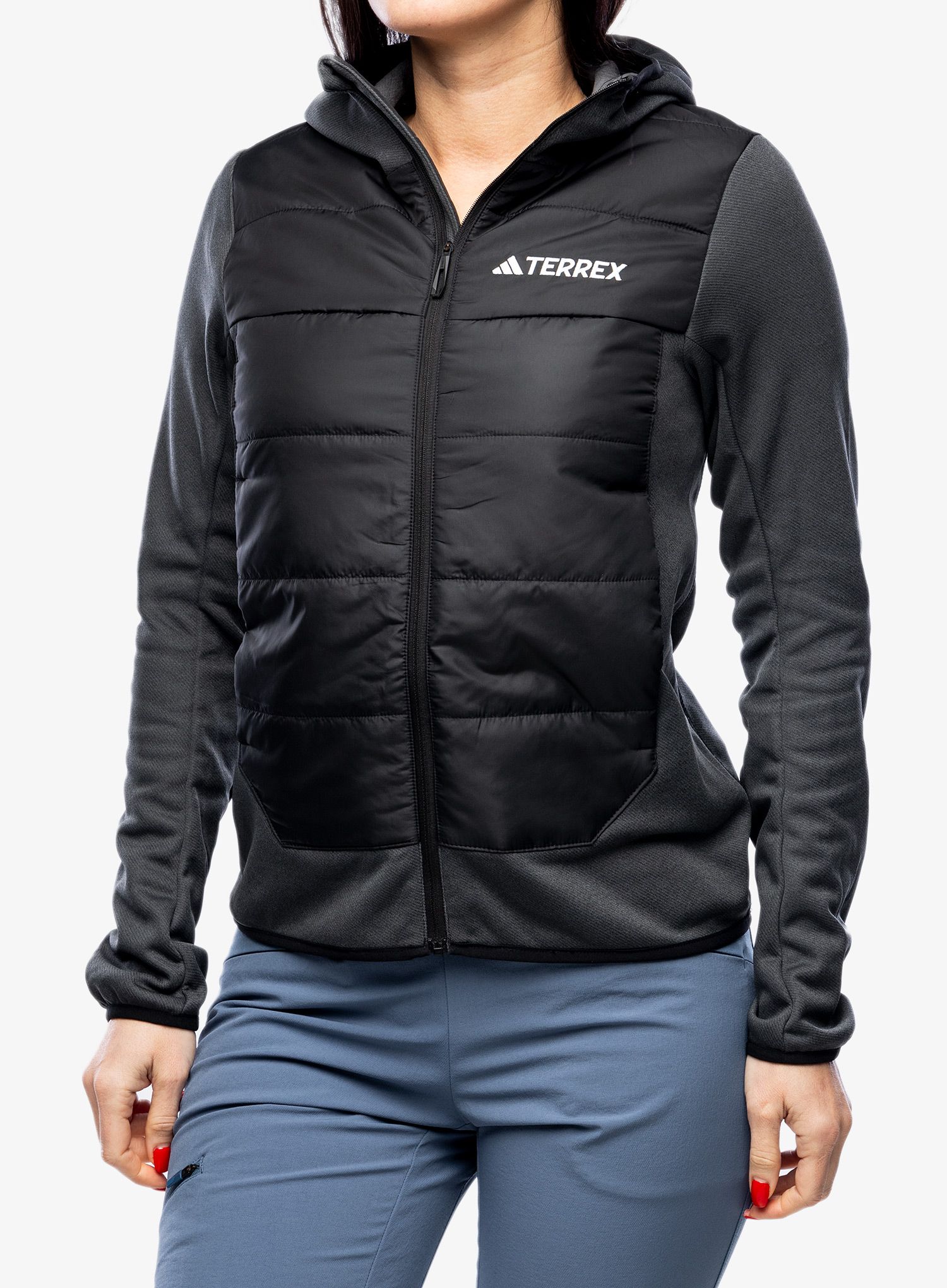 Ženska hibridna jakna adidas TERREX Multi Hybrid Insulated Hooded Jacket - black