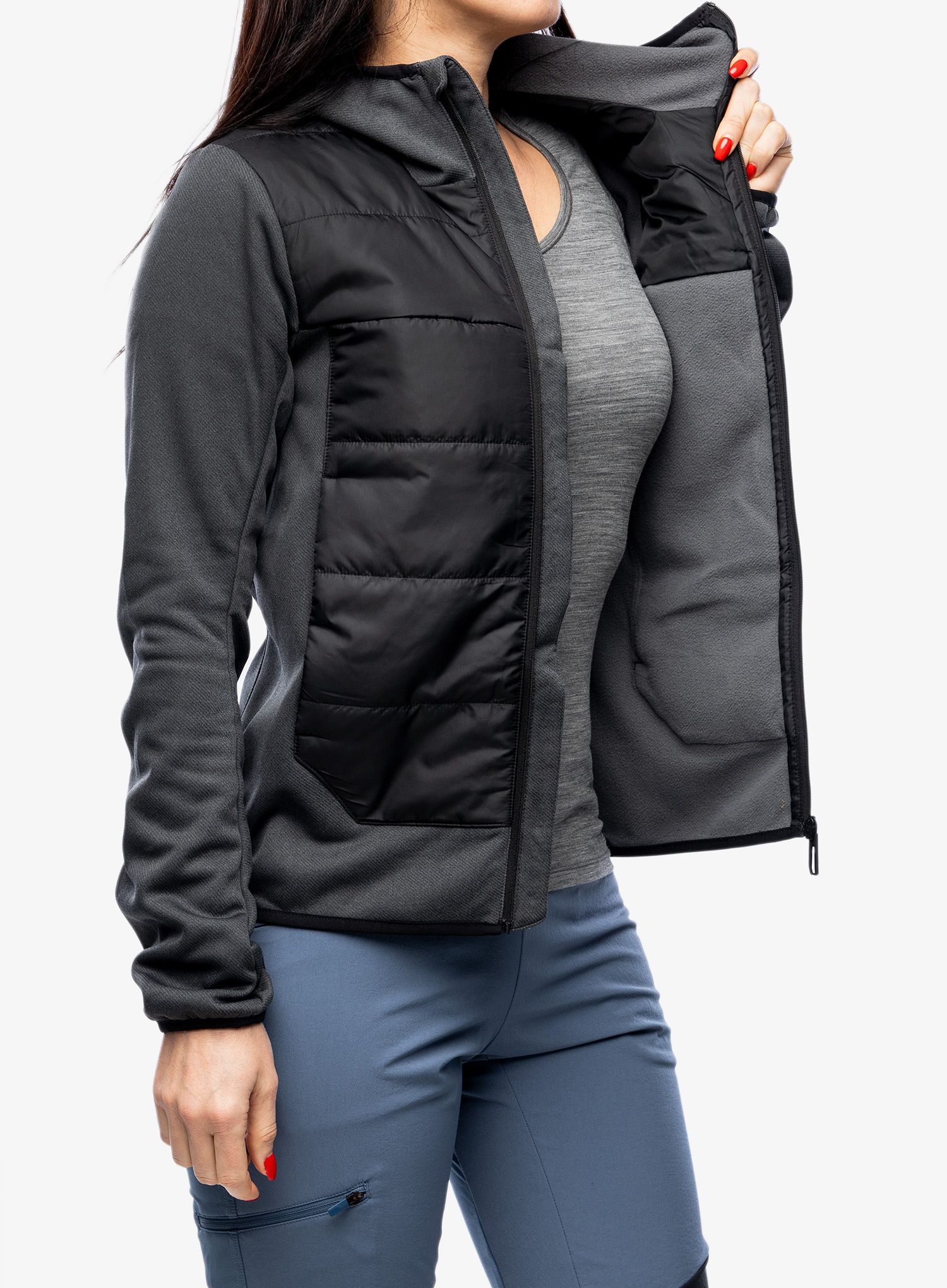 Ženska hibridna jakna adidas TERREX Multi Hybrid Insulated Hooded Jacket - black