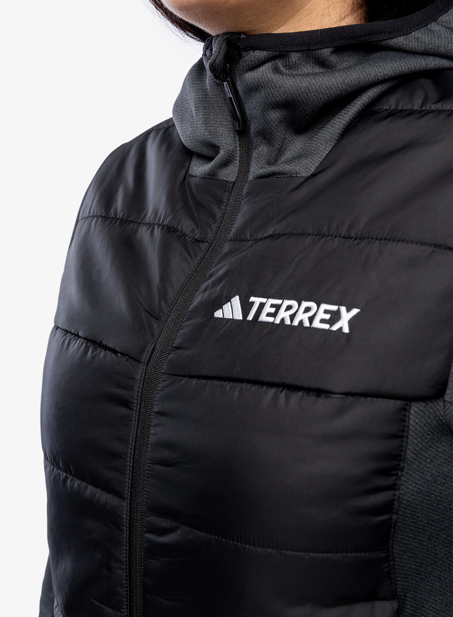 Ženska hibridna jakna adidas TERREX Multi Hybrid Insulated Hooded Jacket - black