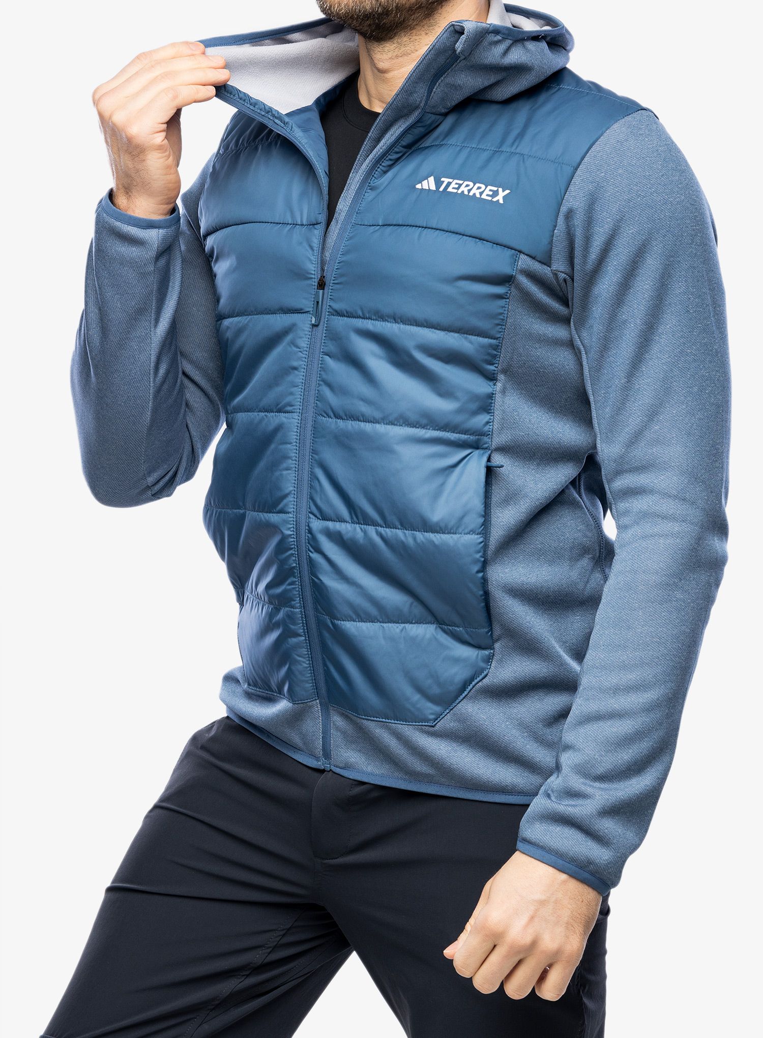 Hibridna jakna adidas TERREX Multi Hybrid Insulated Hooded Jacket - wonder steel