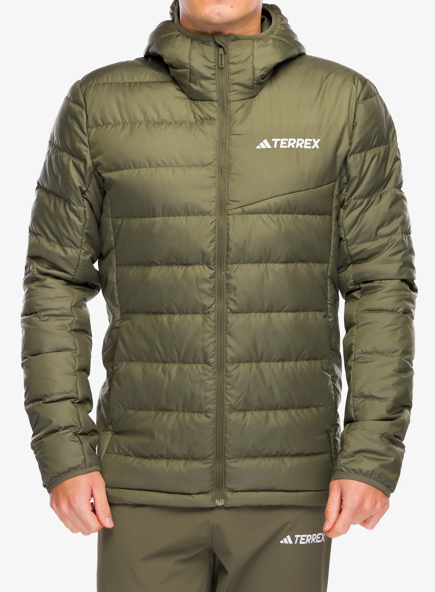 Puhovka adidas TERREX Multi Light Down Hooded Jacket - olive strata