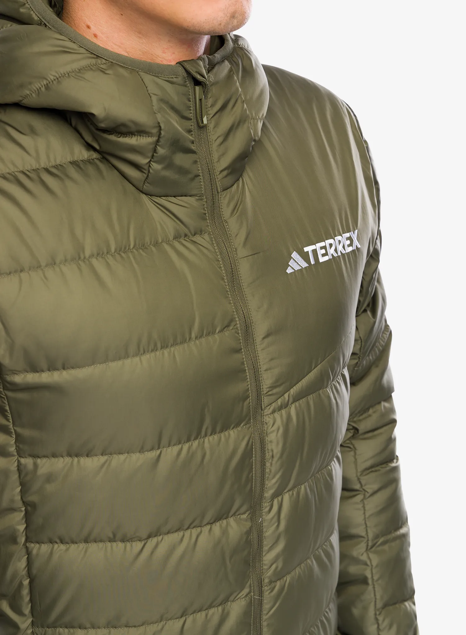 Puhovka adidas TERREX Multi Light Down Hooded Jacket - olive strata