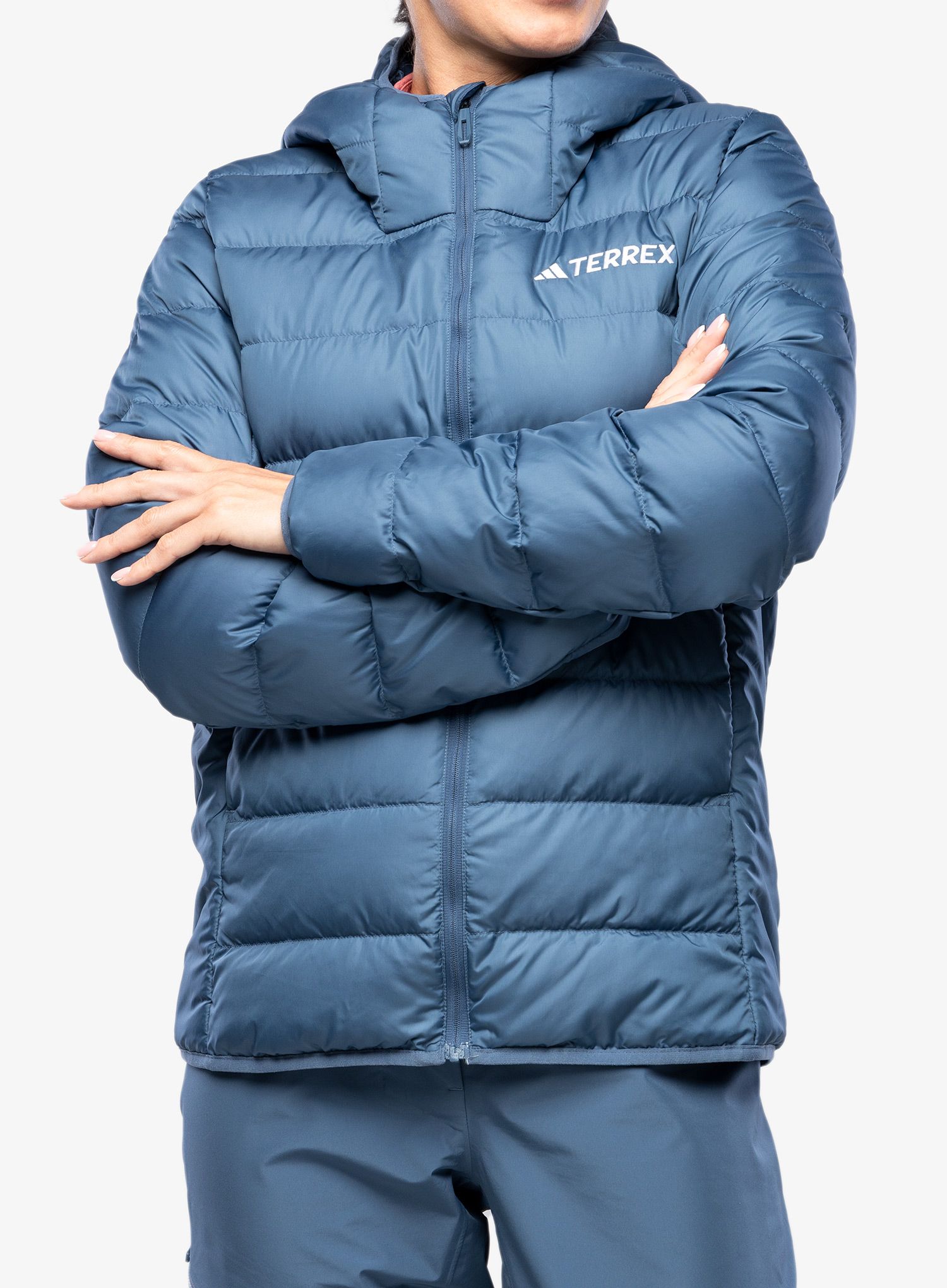 Ženska puhovka adidas TERREX Multi Light Down Hooded Jacket - wonder steel