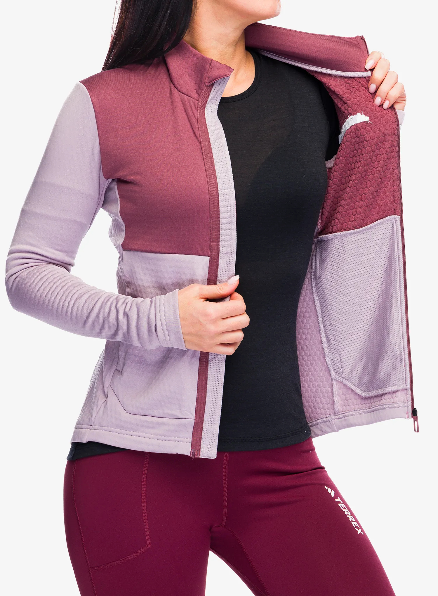 Ženska jopica z zadrgo adidas TERREX Multi Light Fleece Full Zip Jacket - preloved fig/quiet crimson